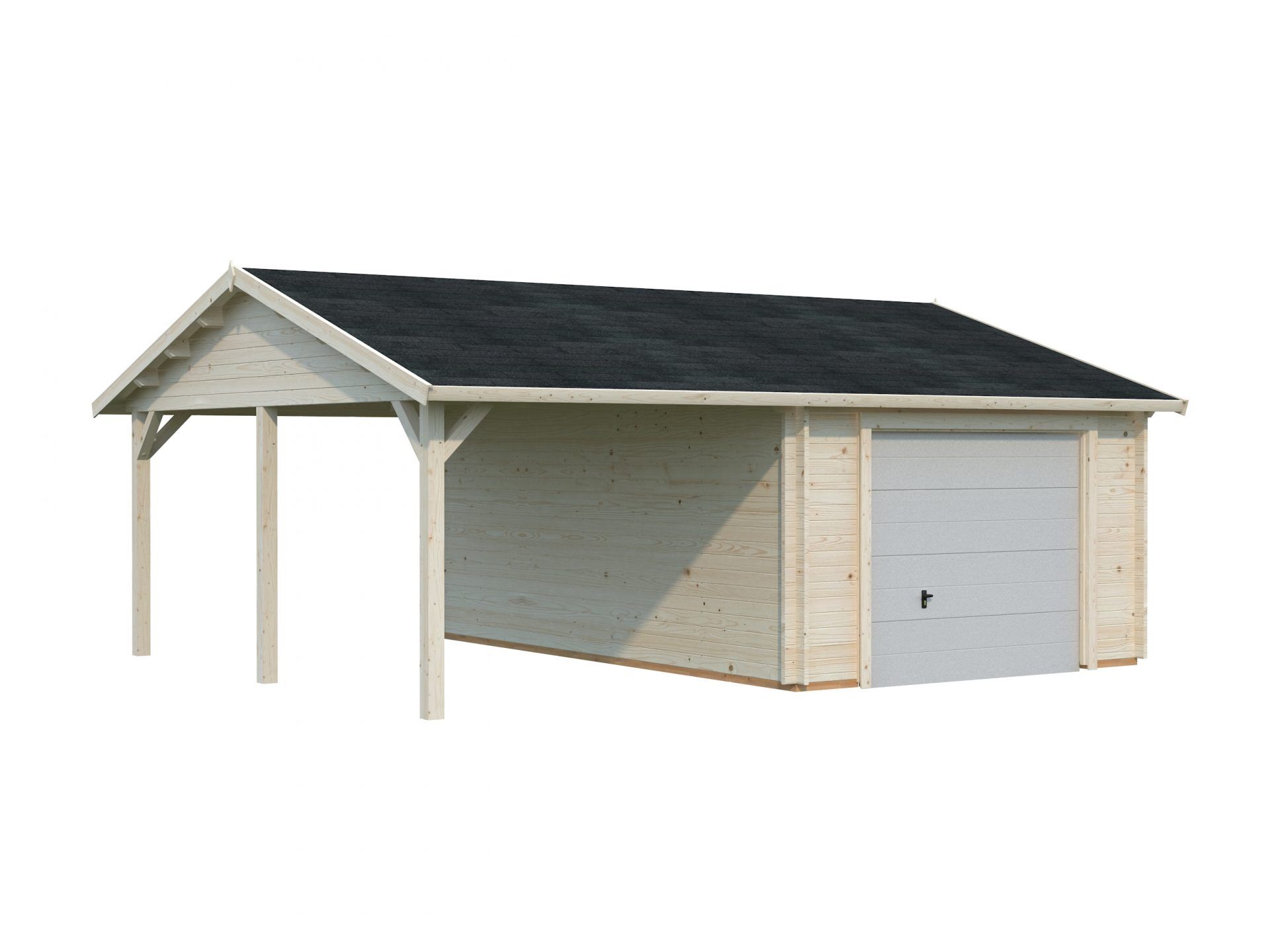 Palmako Holzgarage Roger 19,0+16,2 m2 mit Sektionaltor