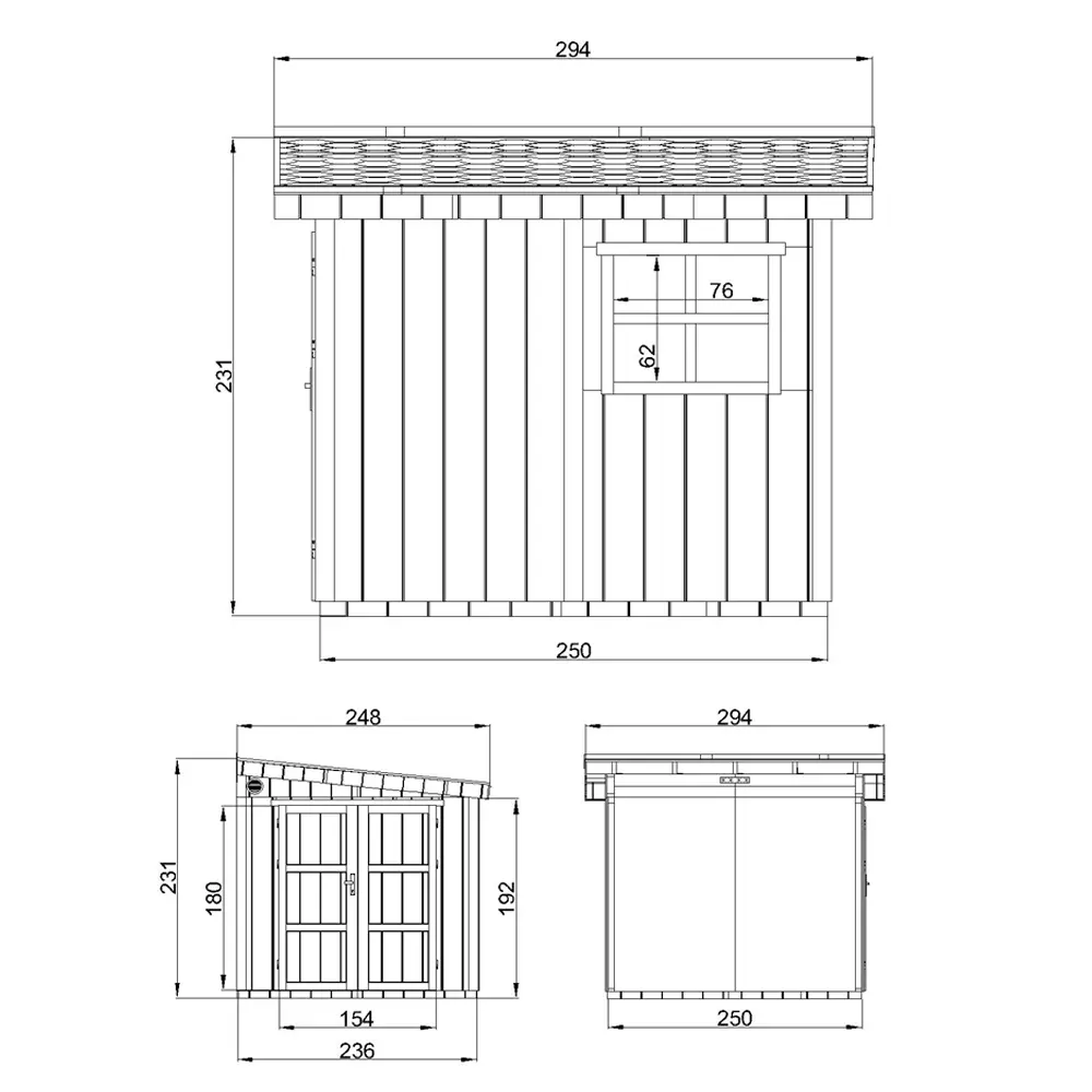 Pultdach Gartenhaus Norge 10 mit LP® SmartSide® M938 – 236 x 250 cm – 6 m2