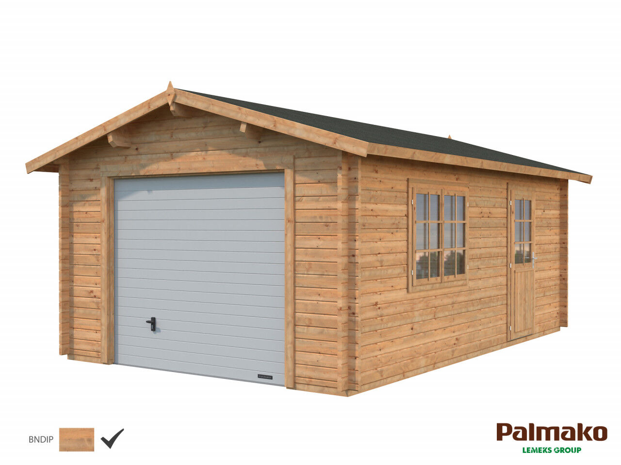 Palmako Holzgarage Roger 19,0 m² mit Sektionaltor