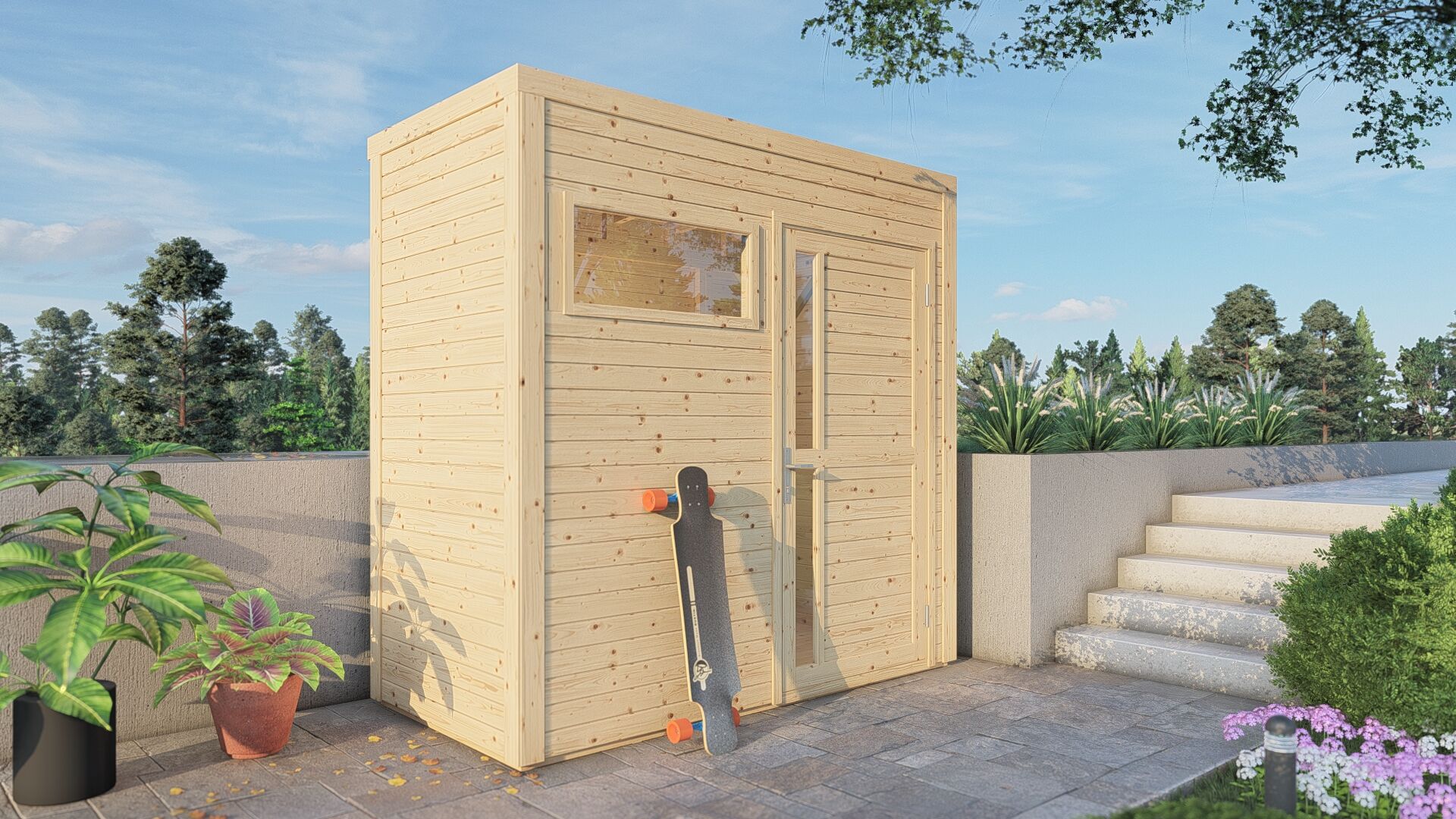 Gartenhaus Cubus 1 naturbelassen 234 x 115 cm