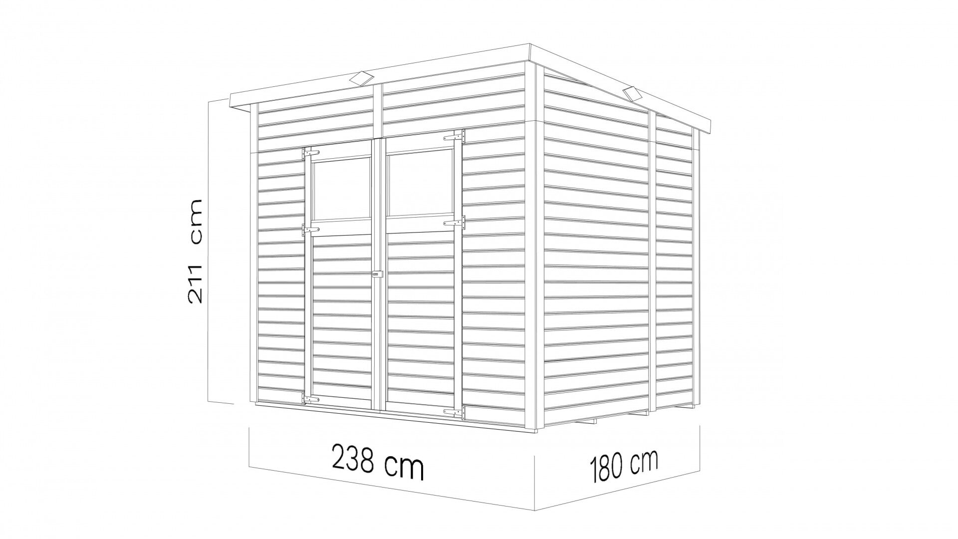 Gartenhaus Amrum 3 naturbelassen 238 x 180 cm