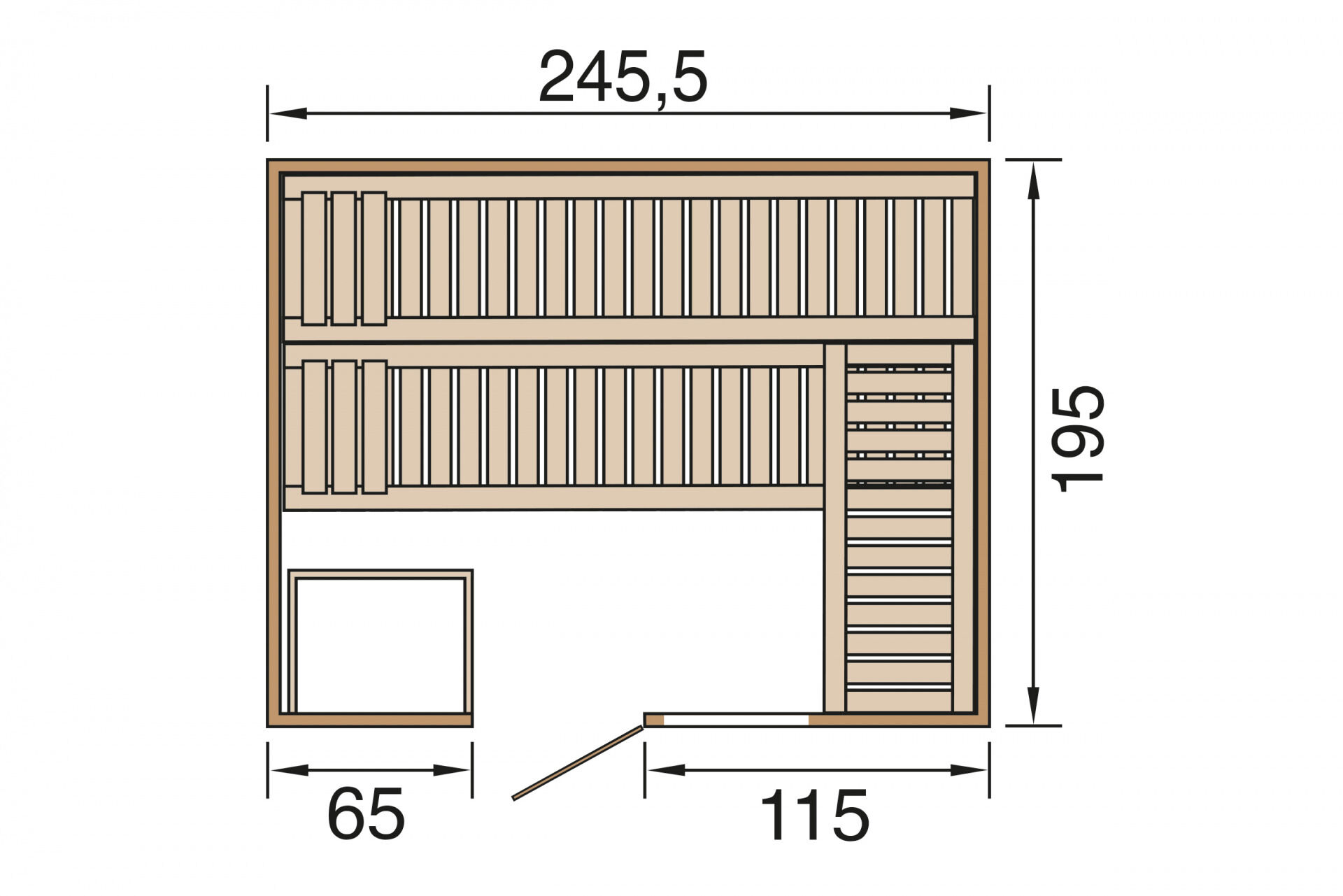 weka Premium-Massivholzsauna 45 mm BERGEN 4F, ohne Ofen, ohne Beleuchtung
