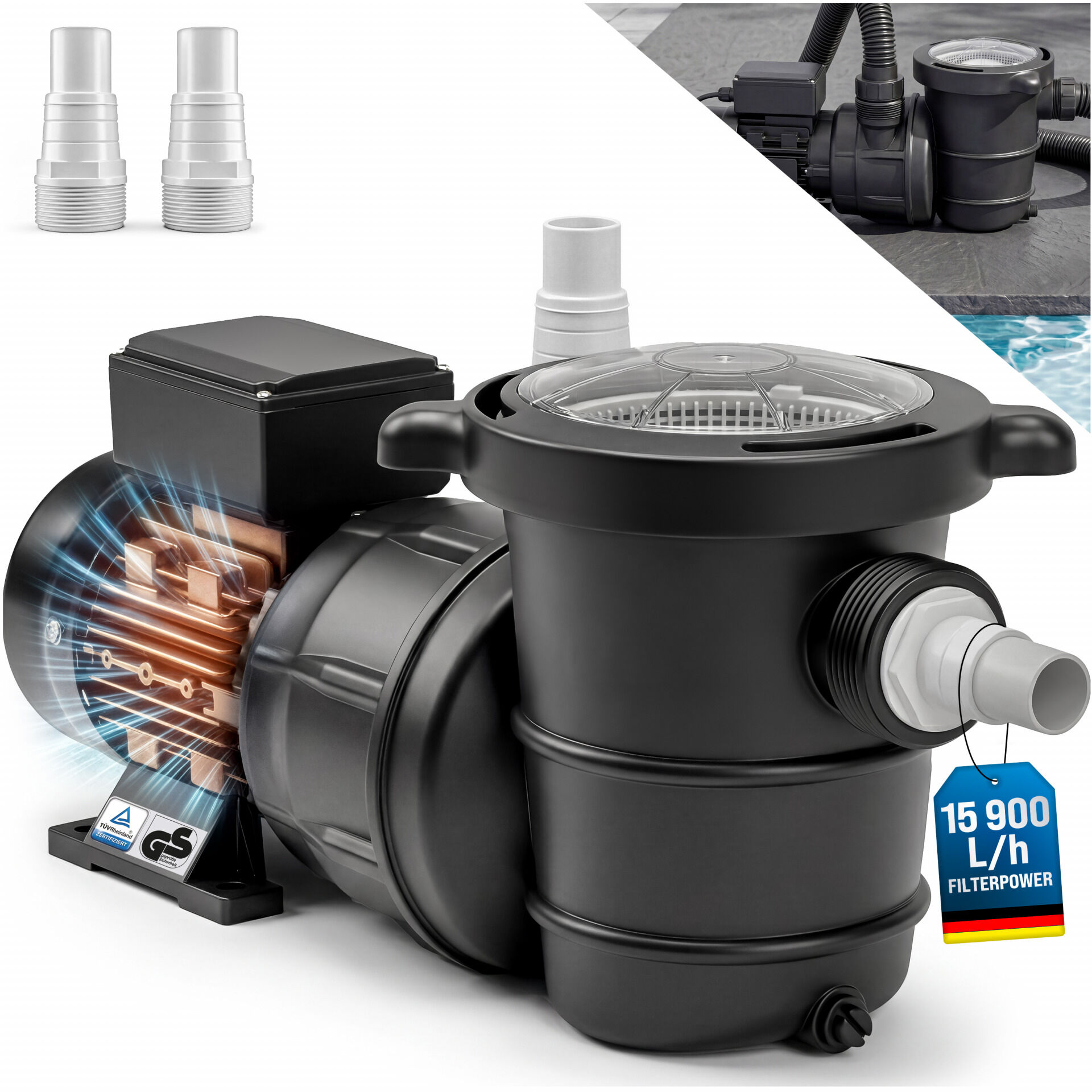 Pumpe Sandfilteranlagen 15900 L/h mit Vorfilter