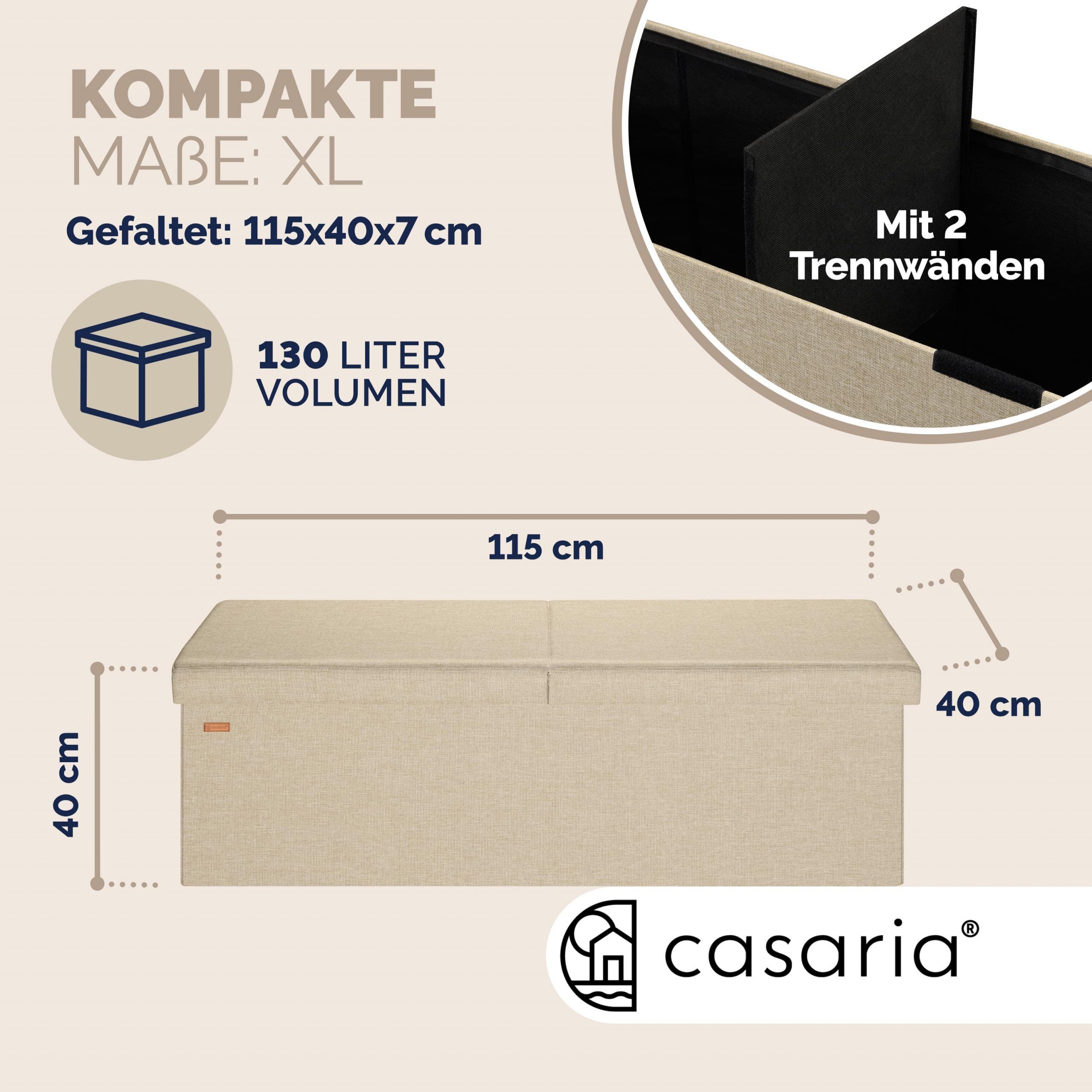 Sitzbank Beige 115x38x38cm mit Klappdeckel