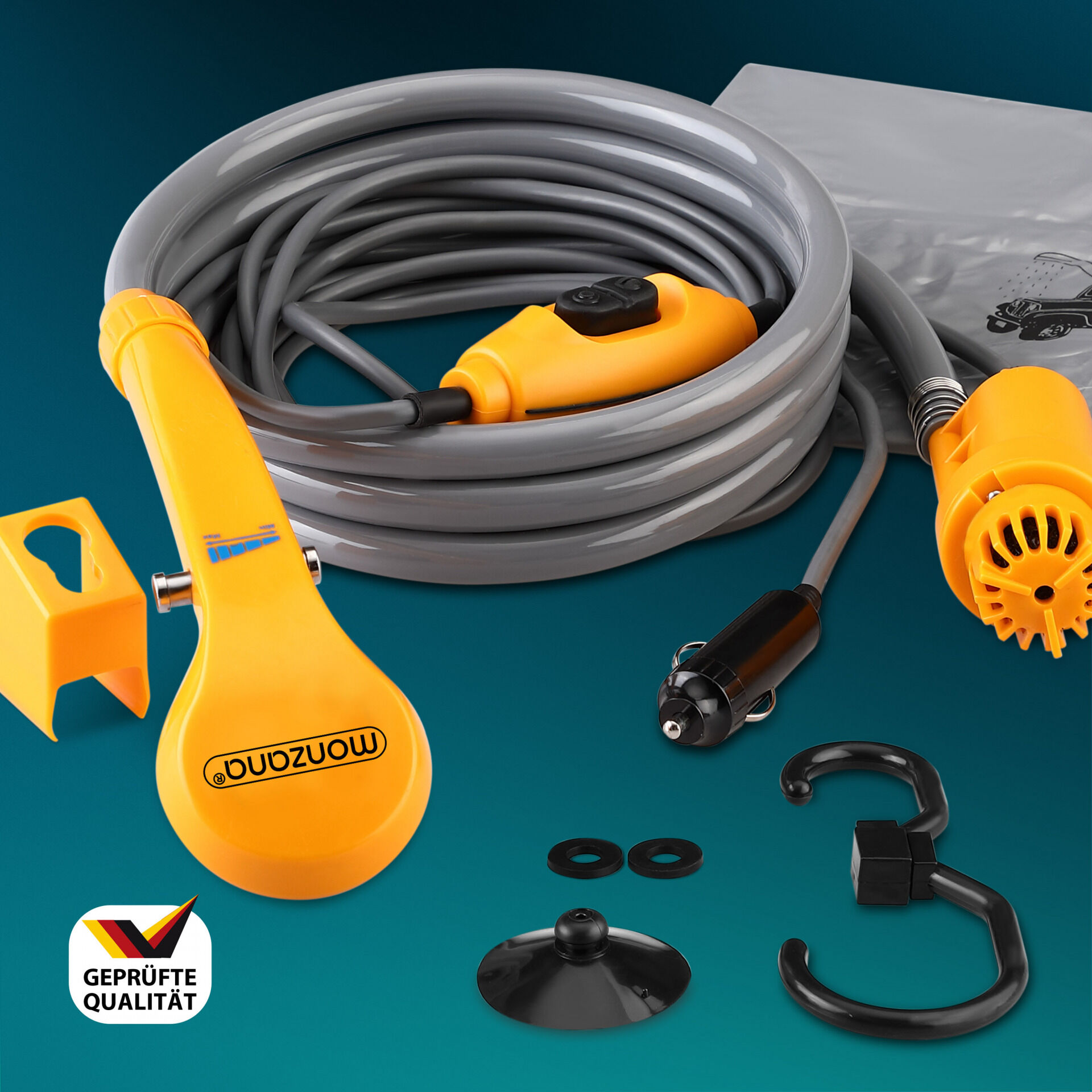 Campingdusche Gelb mit Tauchpumpe