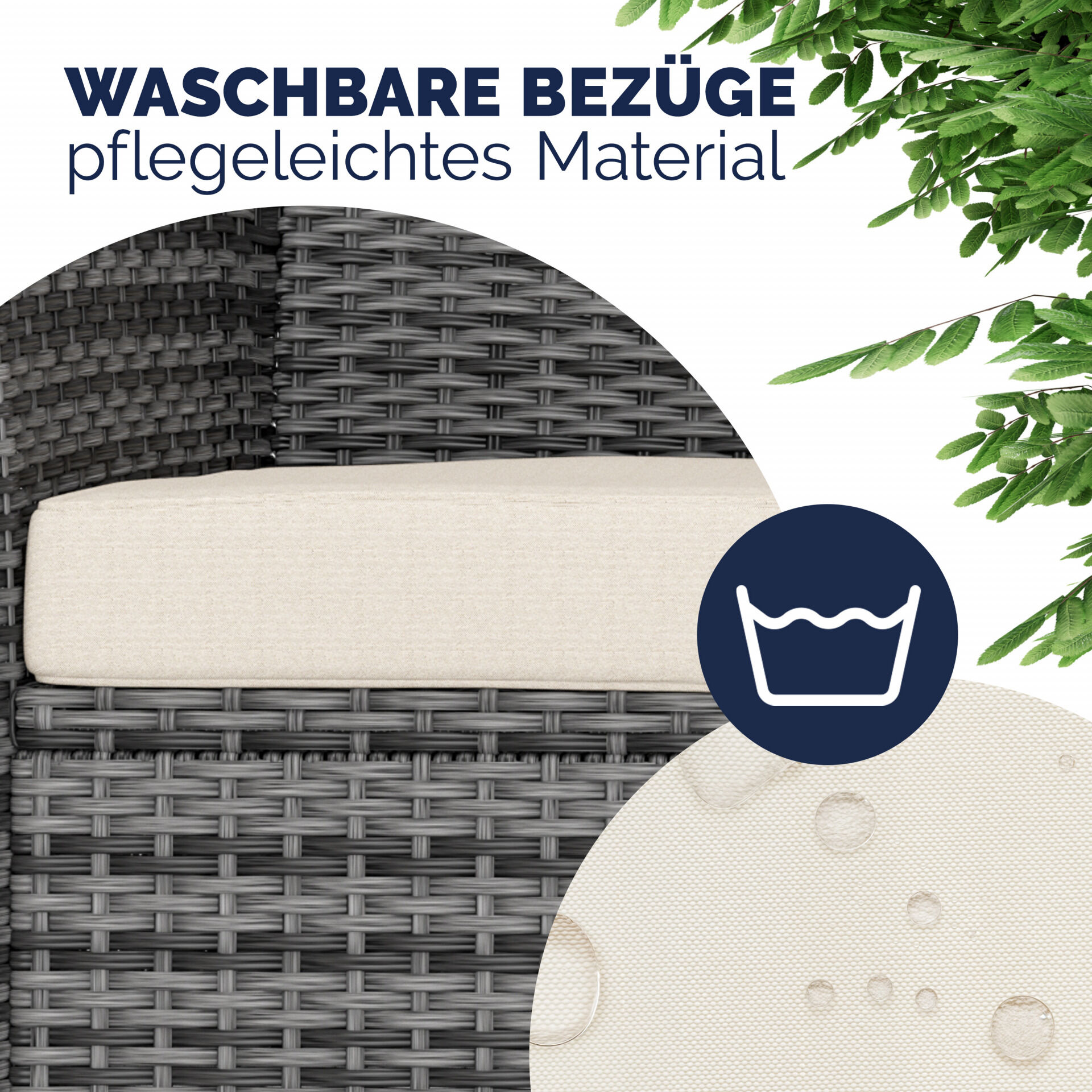 Polyrattan Kino Bank Grau/Beige 145x58x87cm