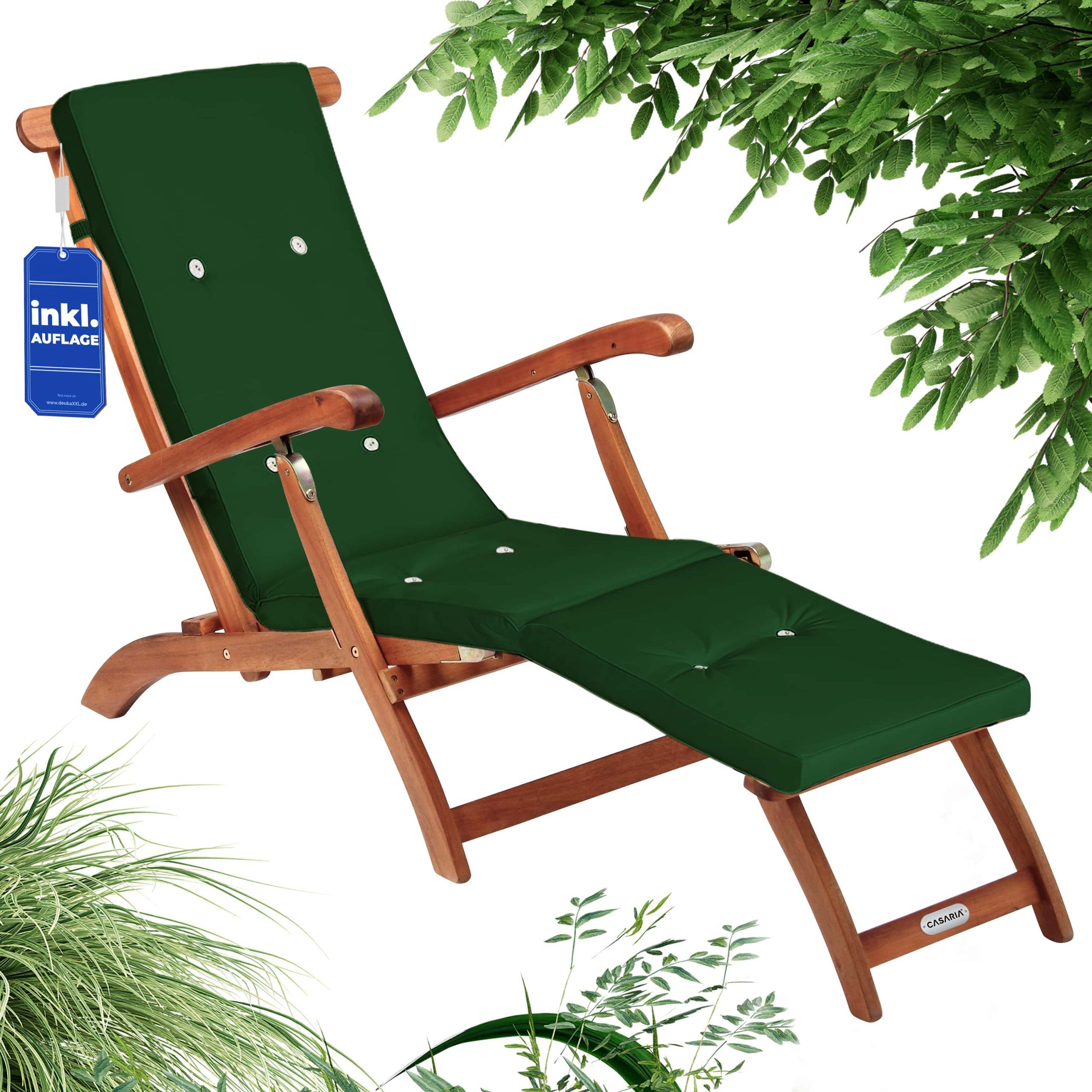 Gartenliege Queen Mary® Akazie FSC®-zertifiziert inkl Auflage Grün