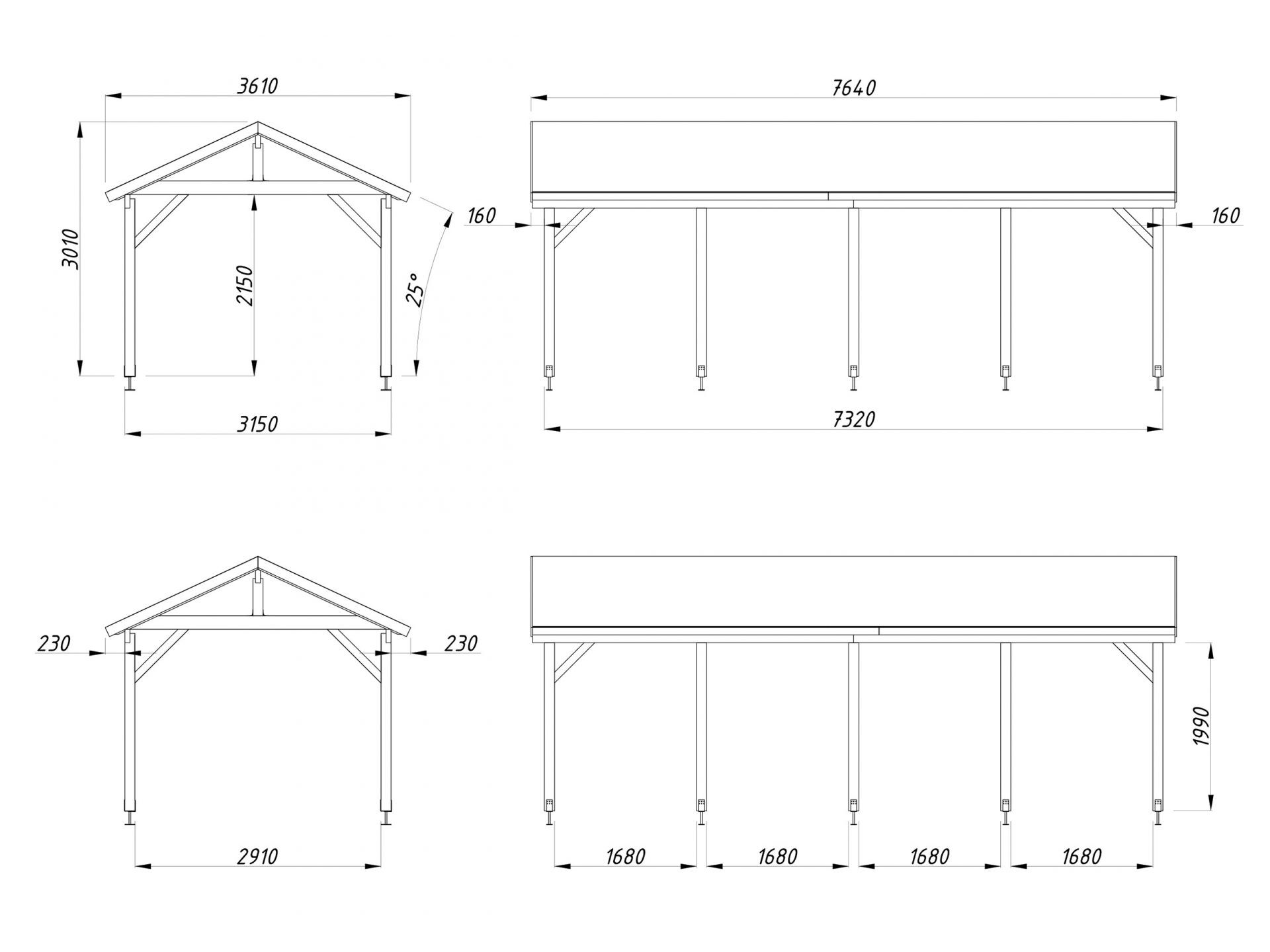 Palmako Carport Robert 23,1 m2