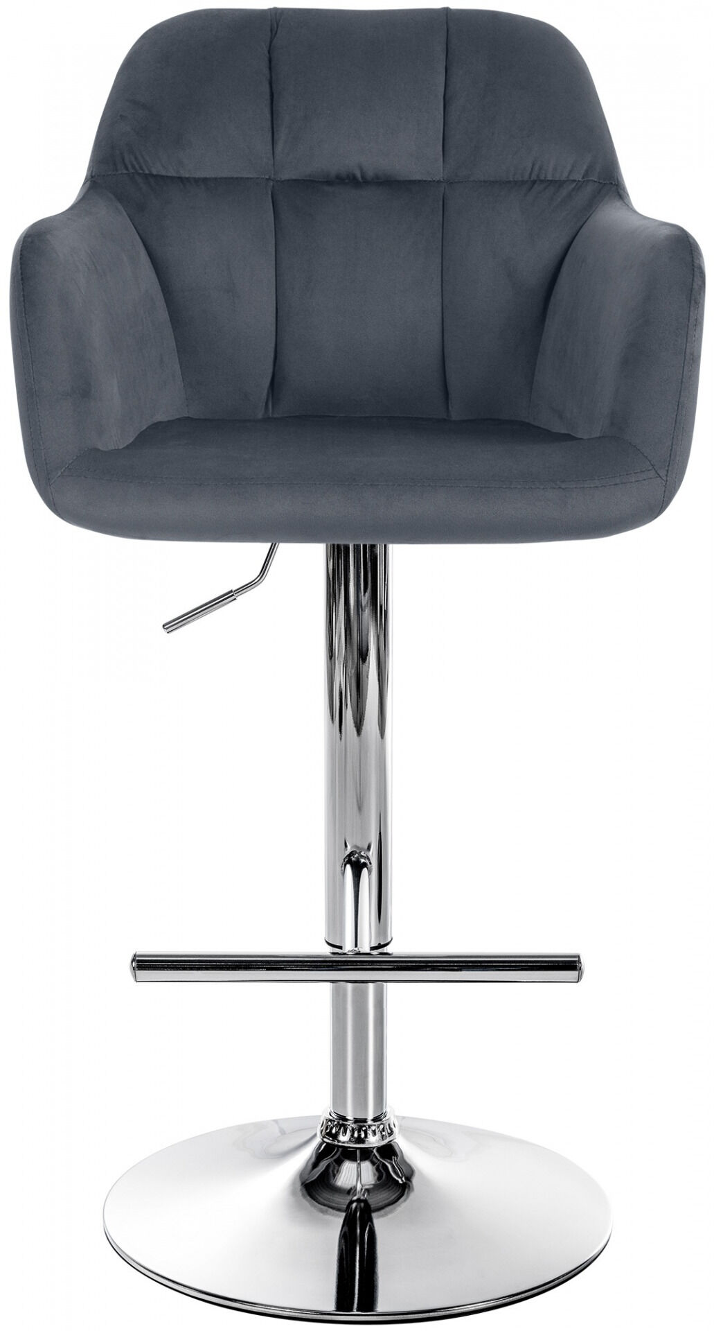 Barhocker Natoma Samt chrom, dunkelgrau