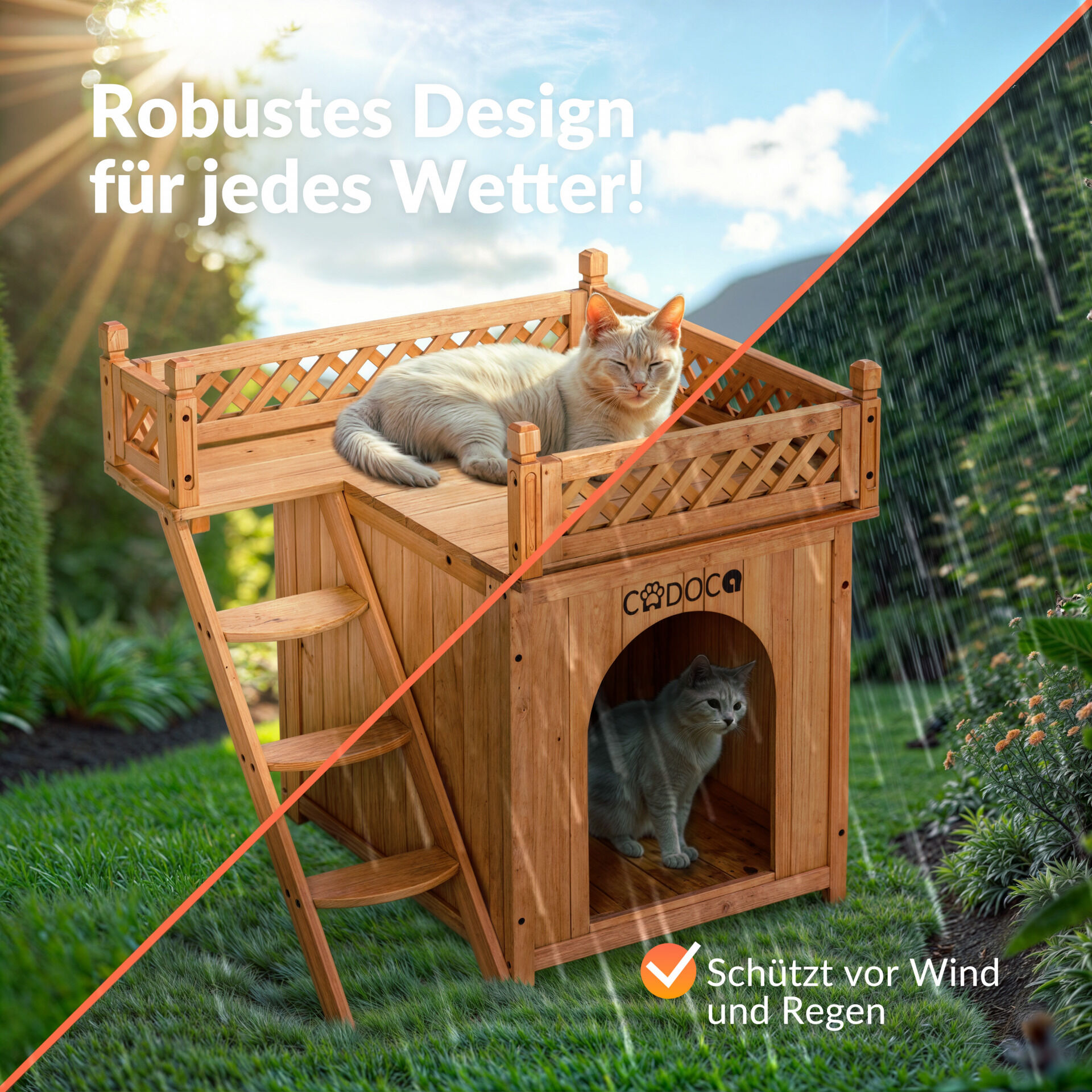 Katzenhaus Holz FSC®-zertifiziert 66x53x64cm