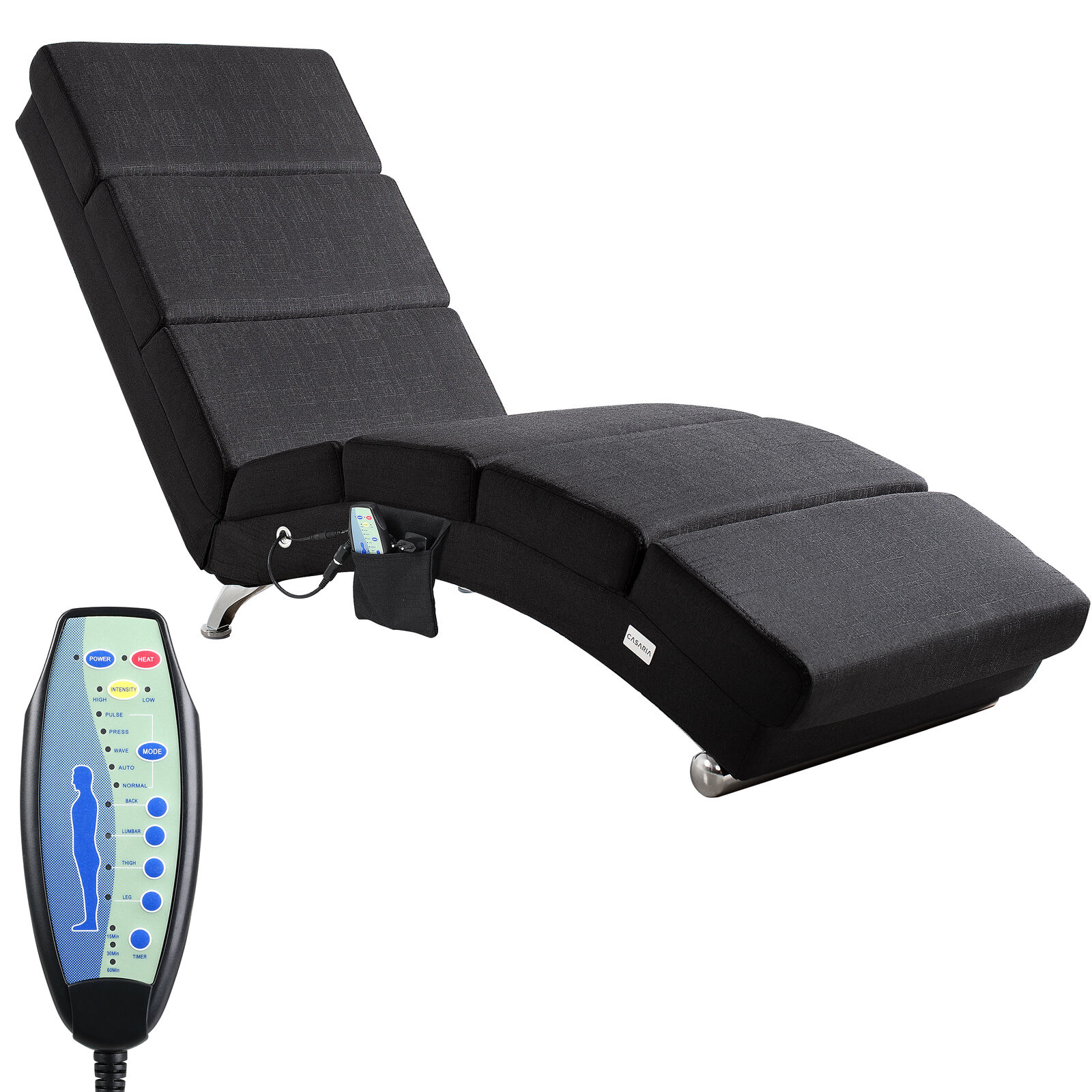 Relaxliege London Anthrazit mit Massage- + Heizfunktion