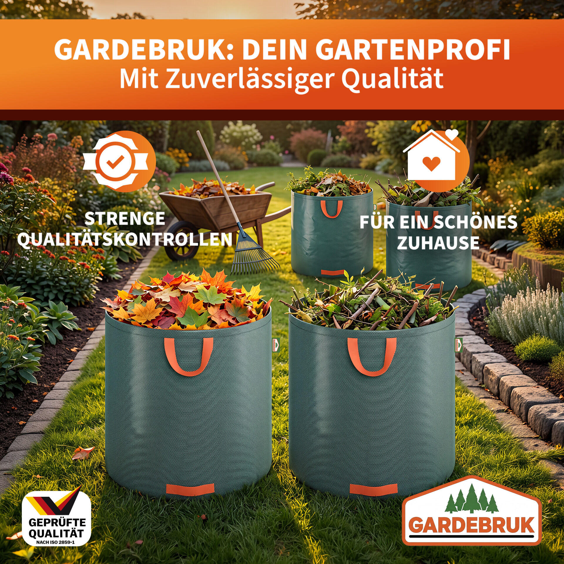 Gartenabfallsack 2er-Set Grün je 500 Liter