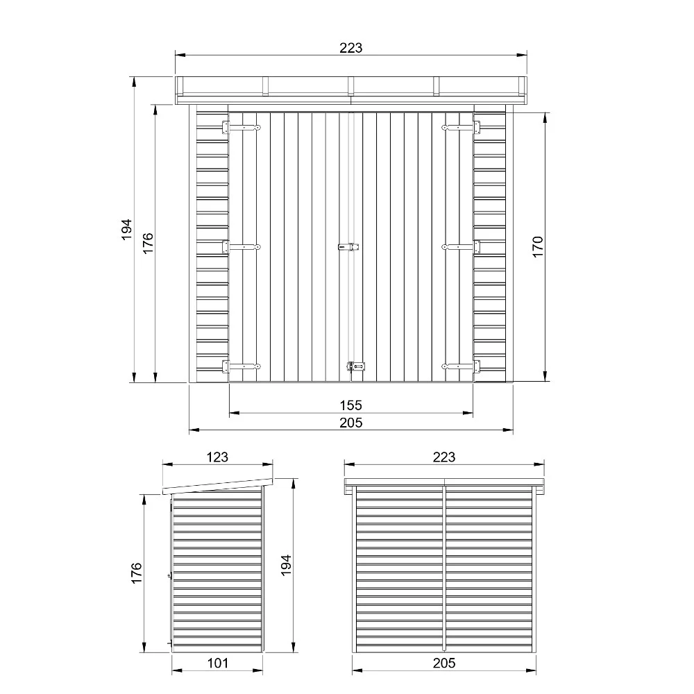Geräteschuppen aus Holz M348 – 205 x 101 cm – 2 m2