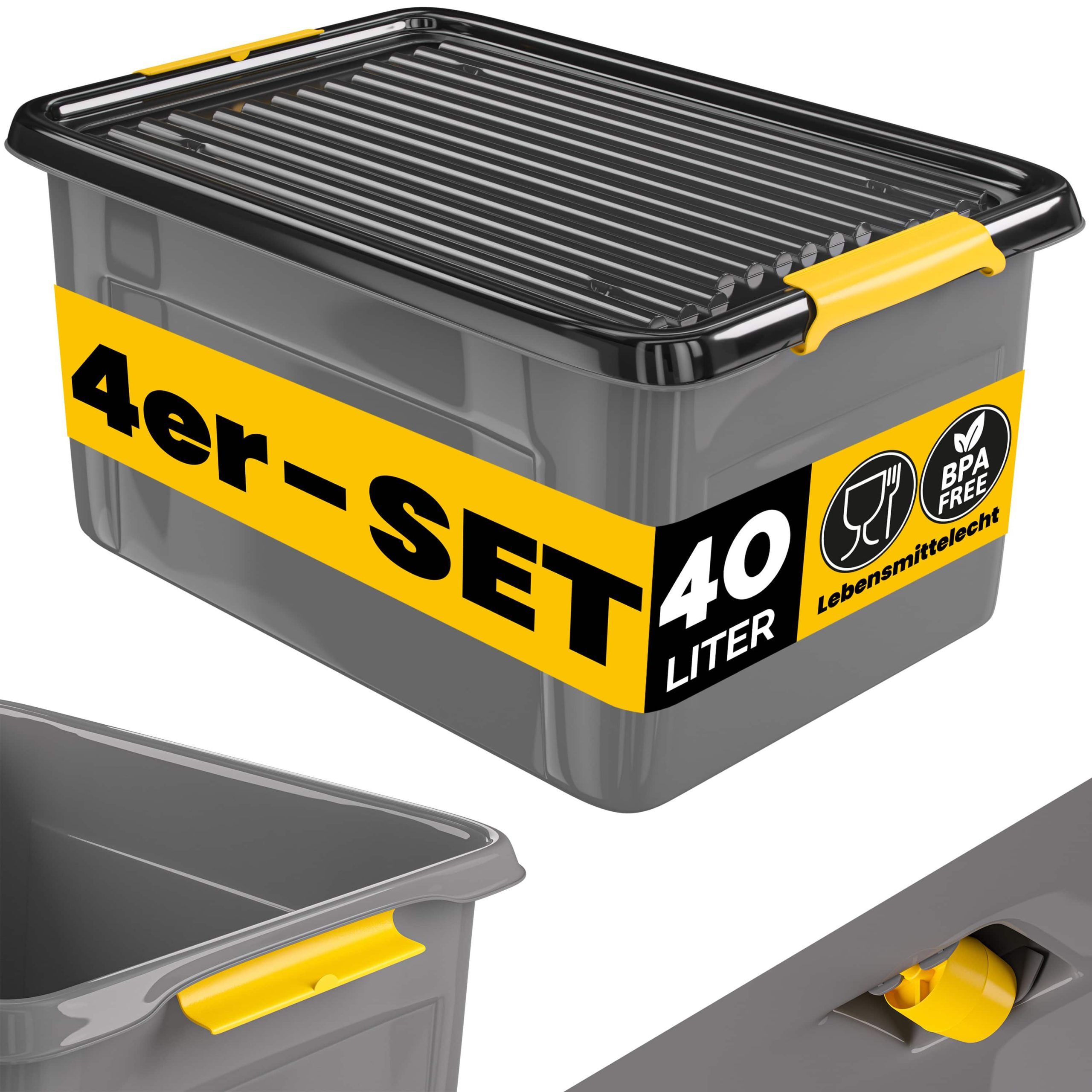 Aufbewahrungsbox 4er-Set Grau/Anthrazit 58x39x25cm stapelbar