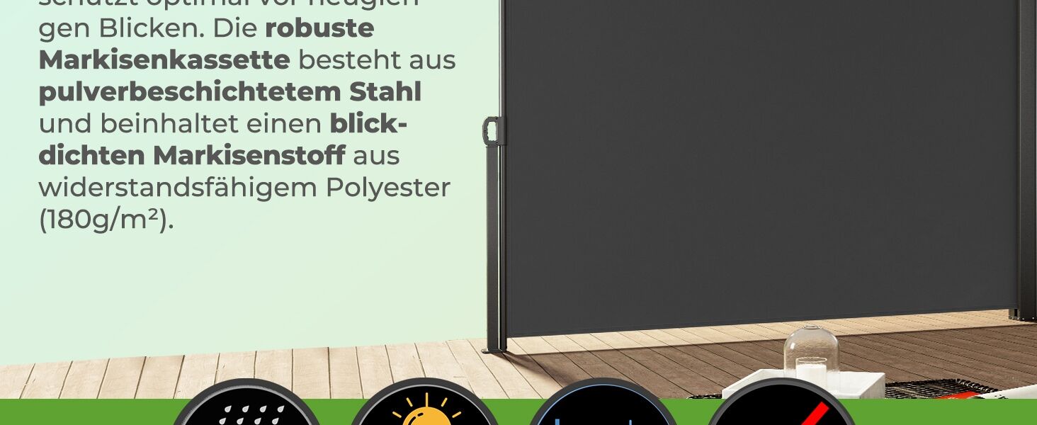 Seitenmarkise Nosara Anthrazit 160x300cm ausziehbar