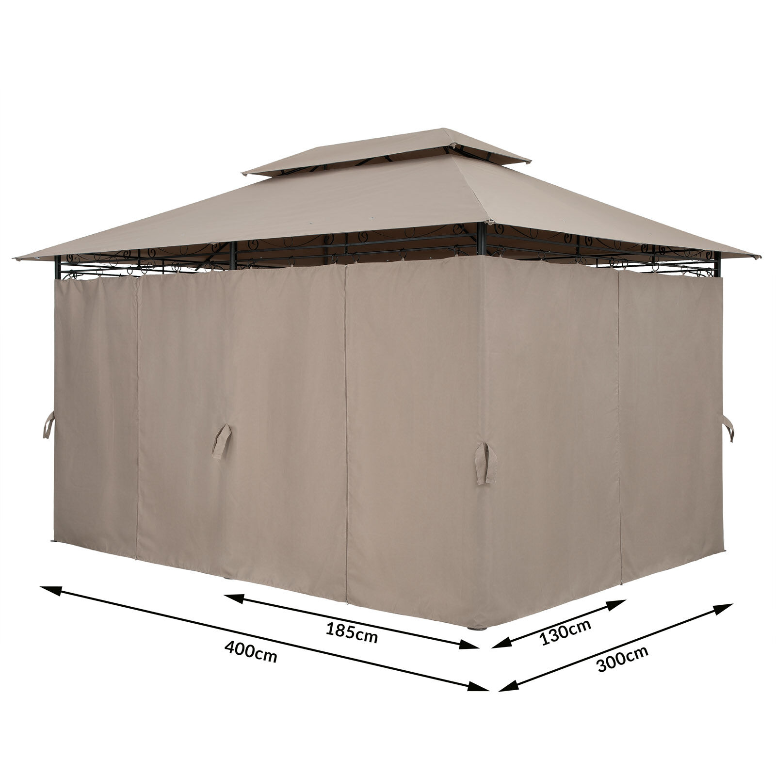 Pavillon Topas Taupe 3x4m UV-Schutz 50+