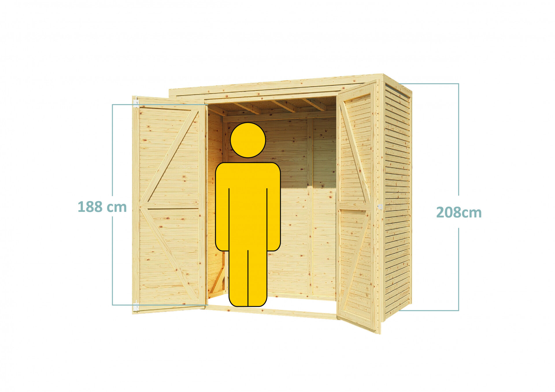 Gerätehaus Holz Box 1 schwarz/natur 207 x 103 cm