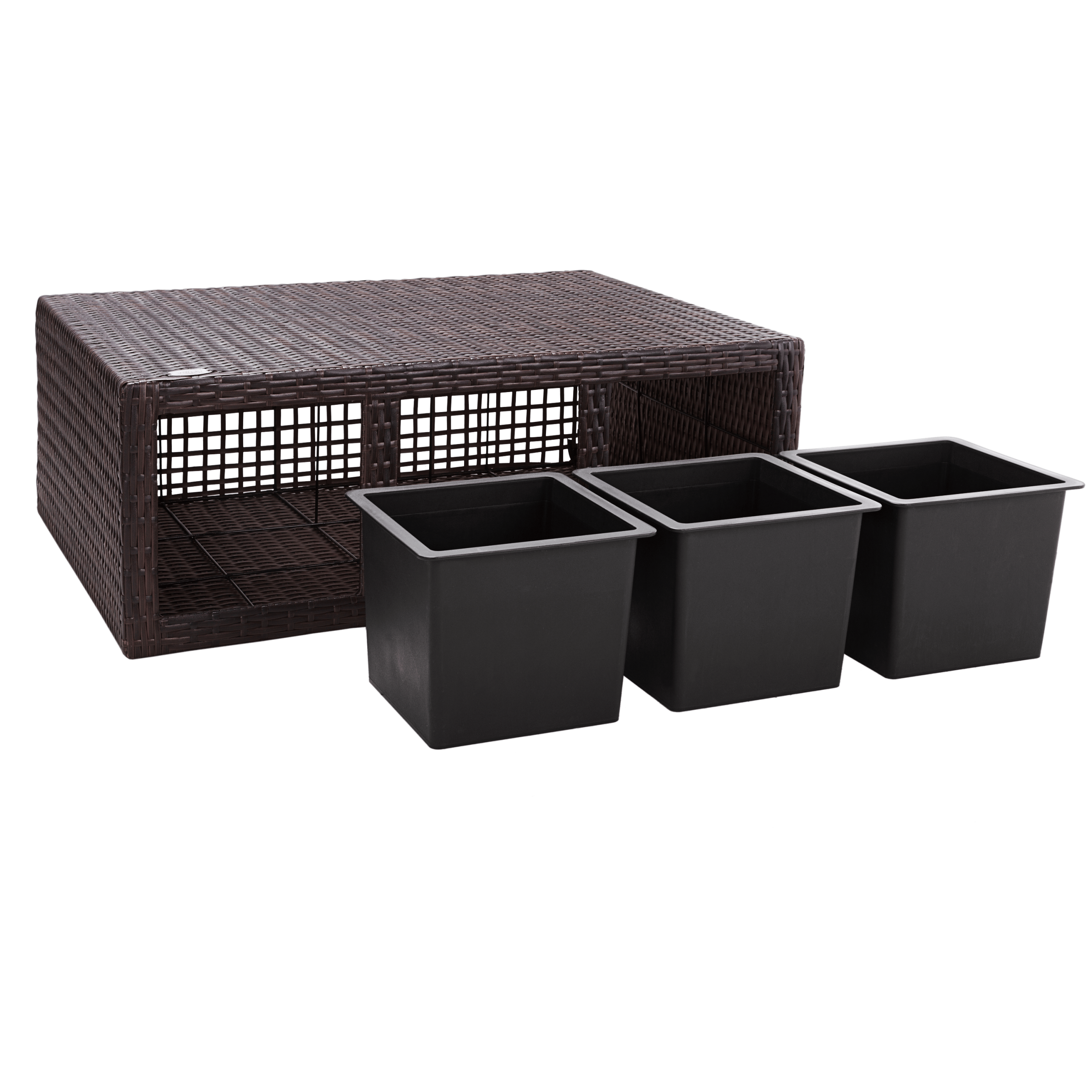 Polyrattan Blumentopf Braun 83x30,5x60cm