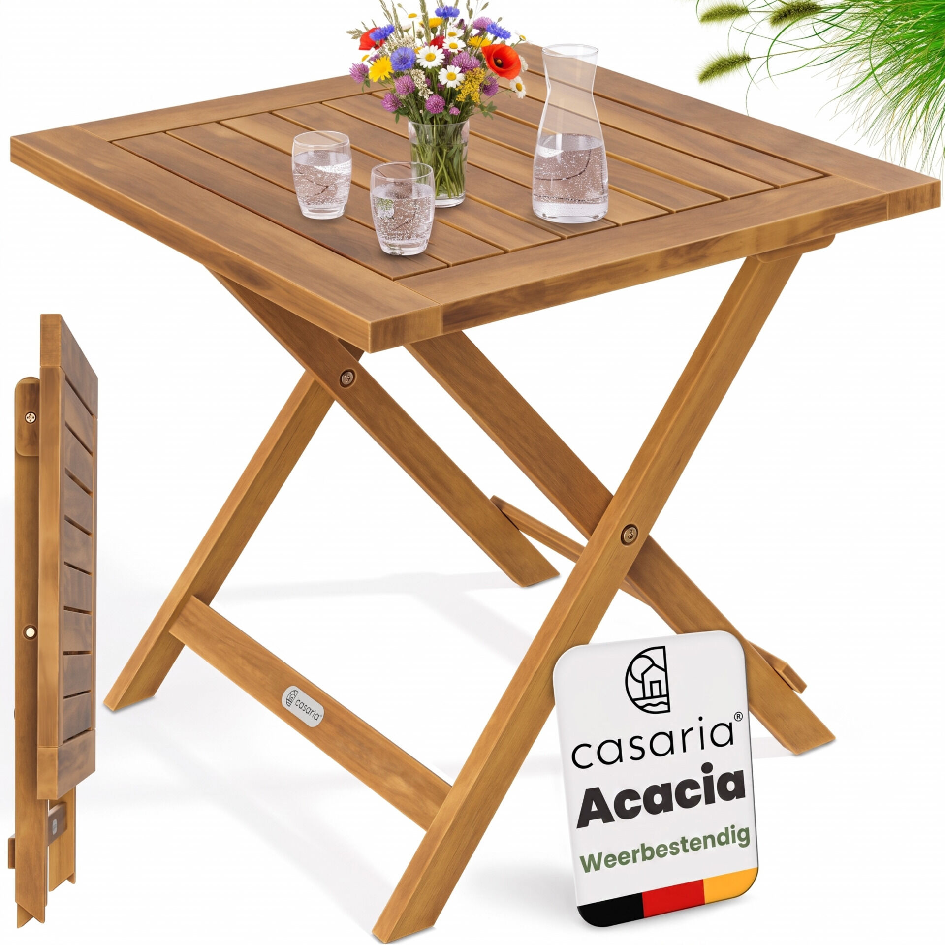 Gartentisch klappbar Akazienholz 46cm massiv platzsparend elegant