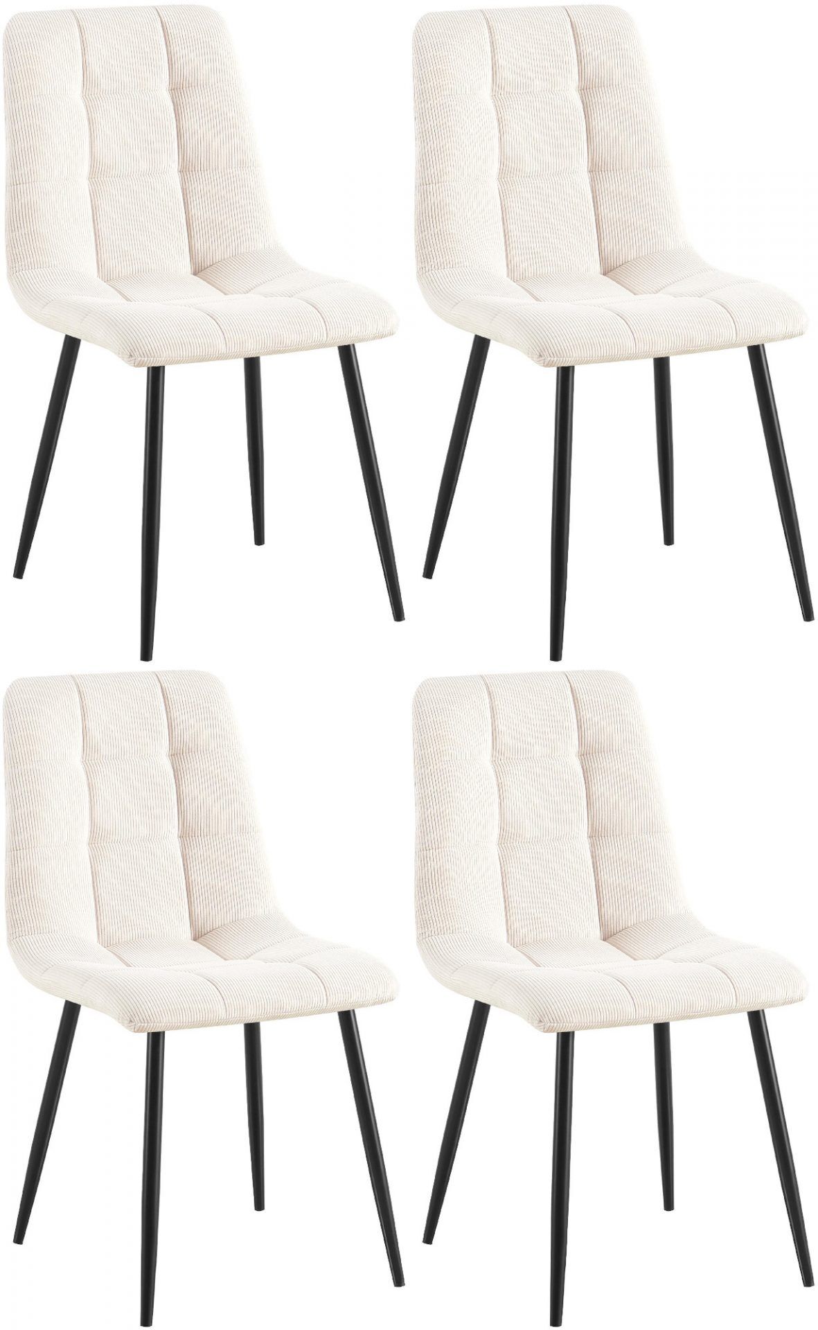 4er Set Esszimmerstuhl Tilde Cord, creme