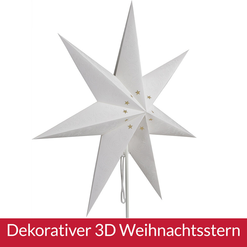 Papierstern LED Weiß Ornament inkl Ständer