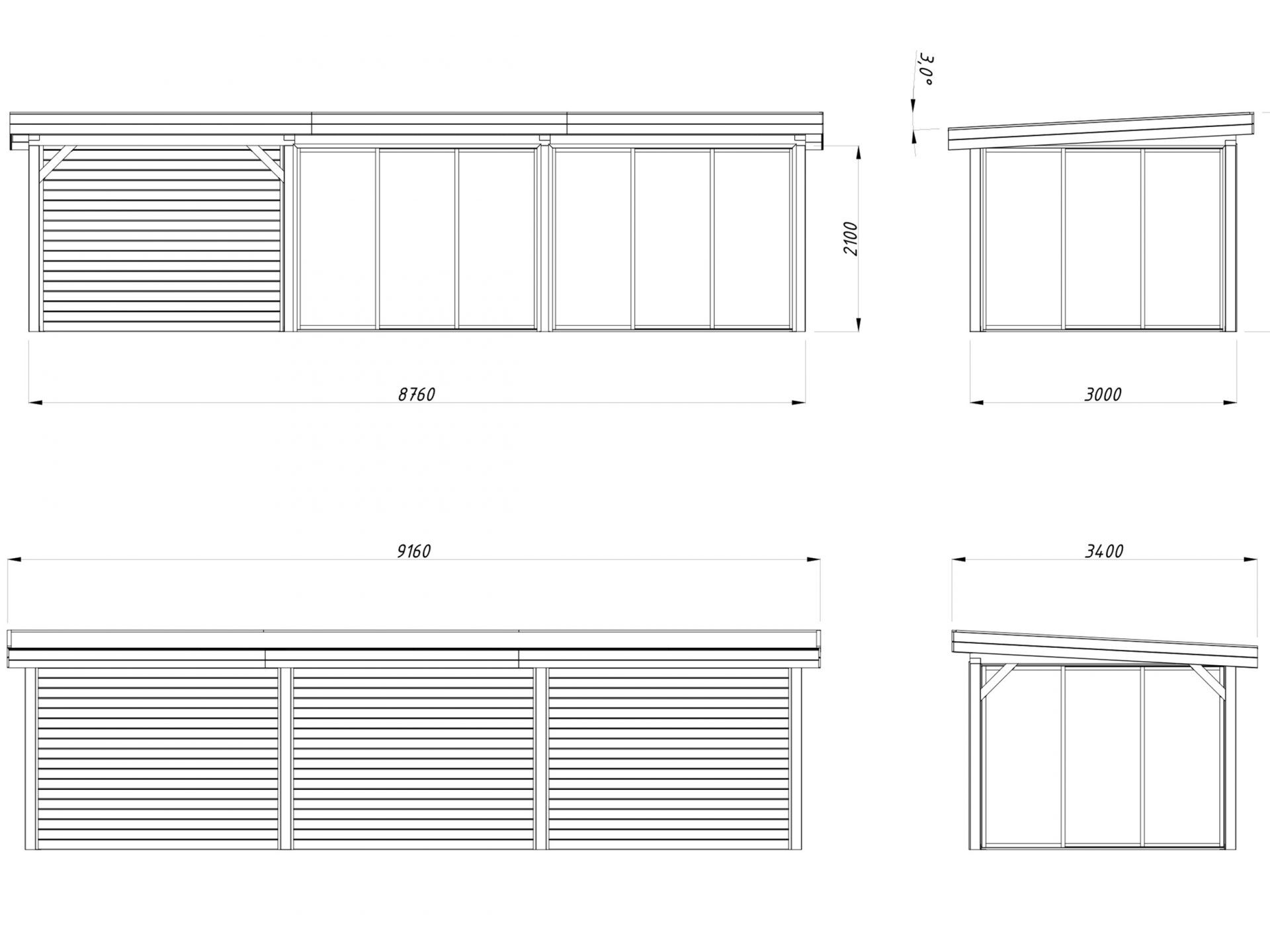 Palmako modernes Gartenhaus Lenna 24,9 m2 Set 417 Slide