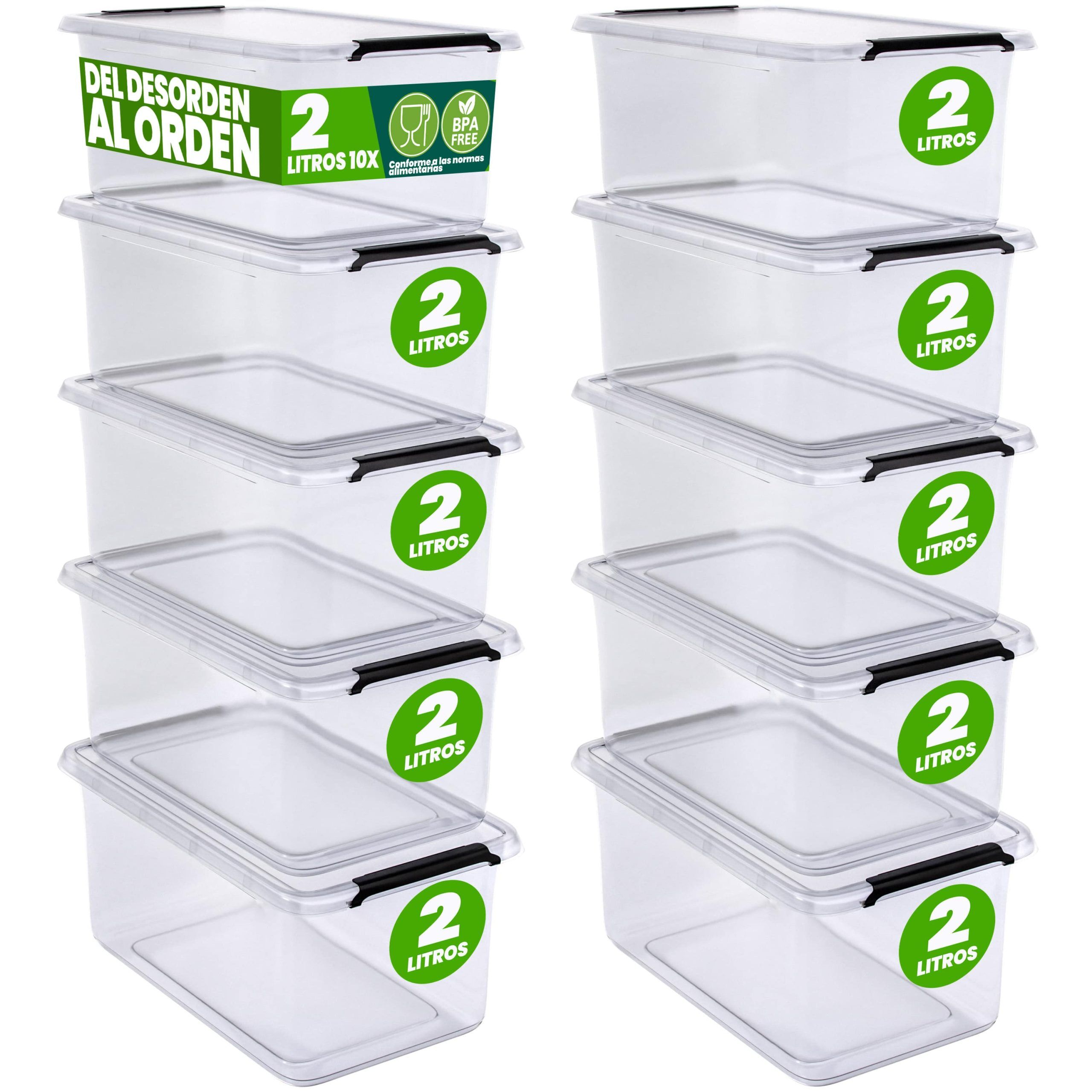 Aufbewahrungsbox 10er-Set 20x15x12cm 2L transparent stapelbar BPA-frei