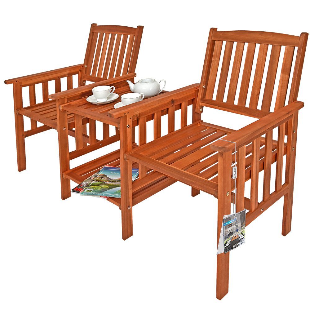 Gartenbank Akazienholz mit Tisch 164x63x91cm