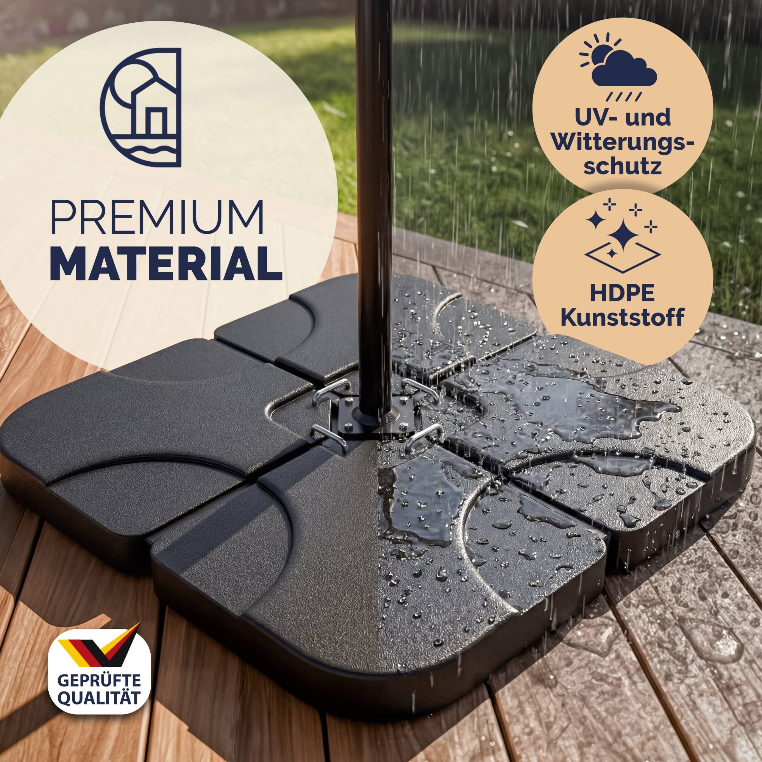 Platten für Schirmständer 4er-Set 105x105x7cm