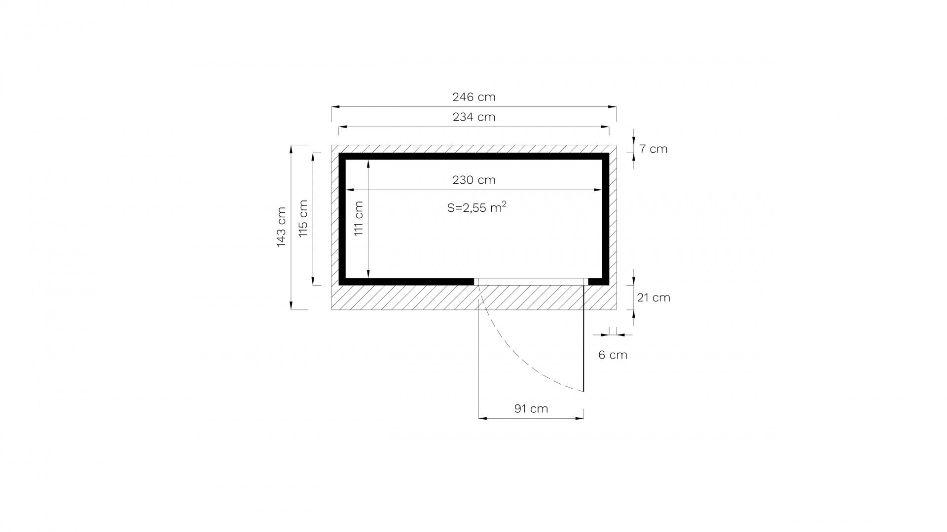 Gartenhaus Holz Pentus 1 anthrazit 234 x 115 cm