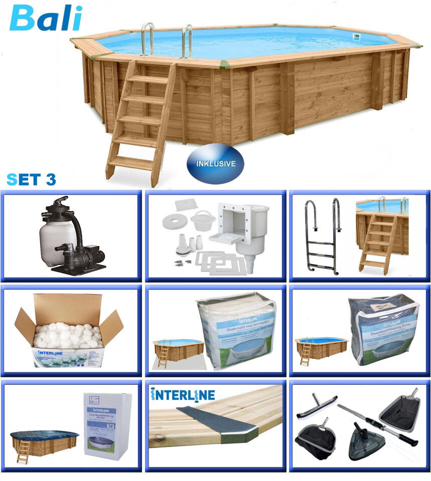 Interline Holzpool Bali 640x400x138 cm, Basic Set