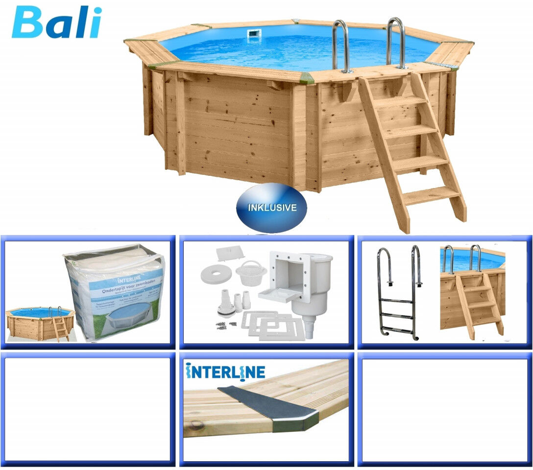 Interline Holzpool Bali Ø 355x116 cm, Basic Set