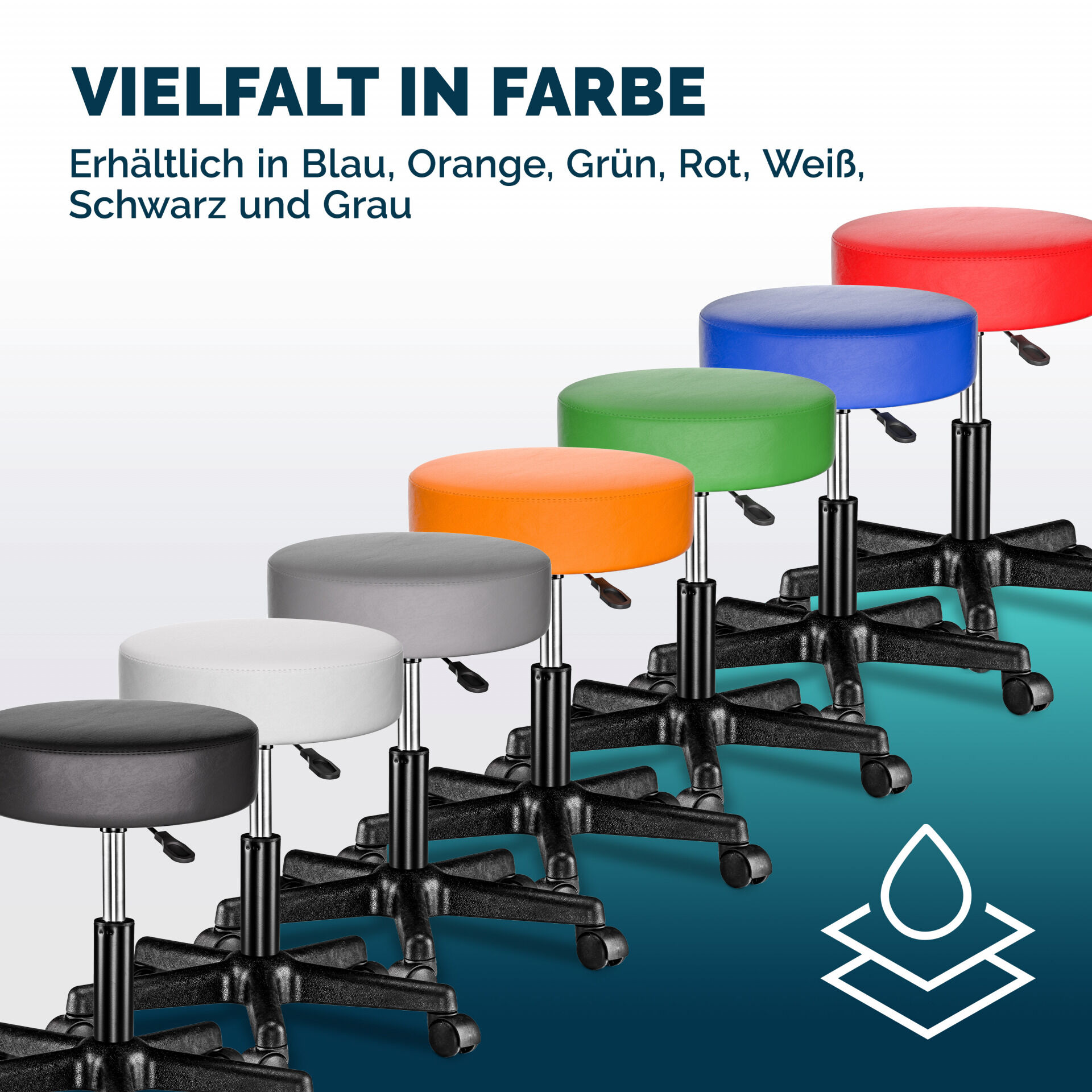 Rollhocker Kunstleder Weiß 360° drehbar