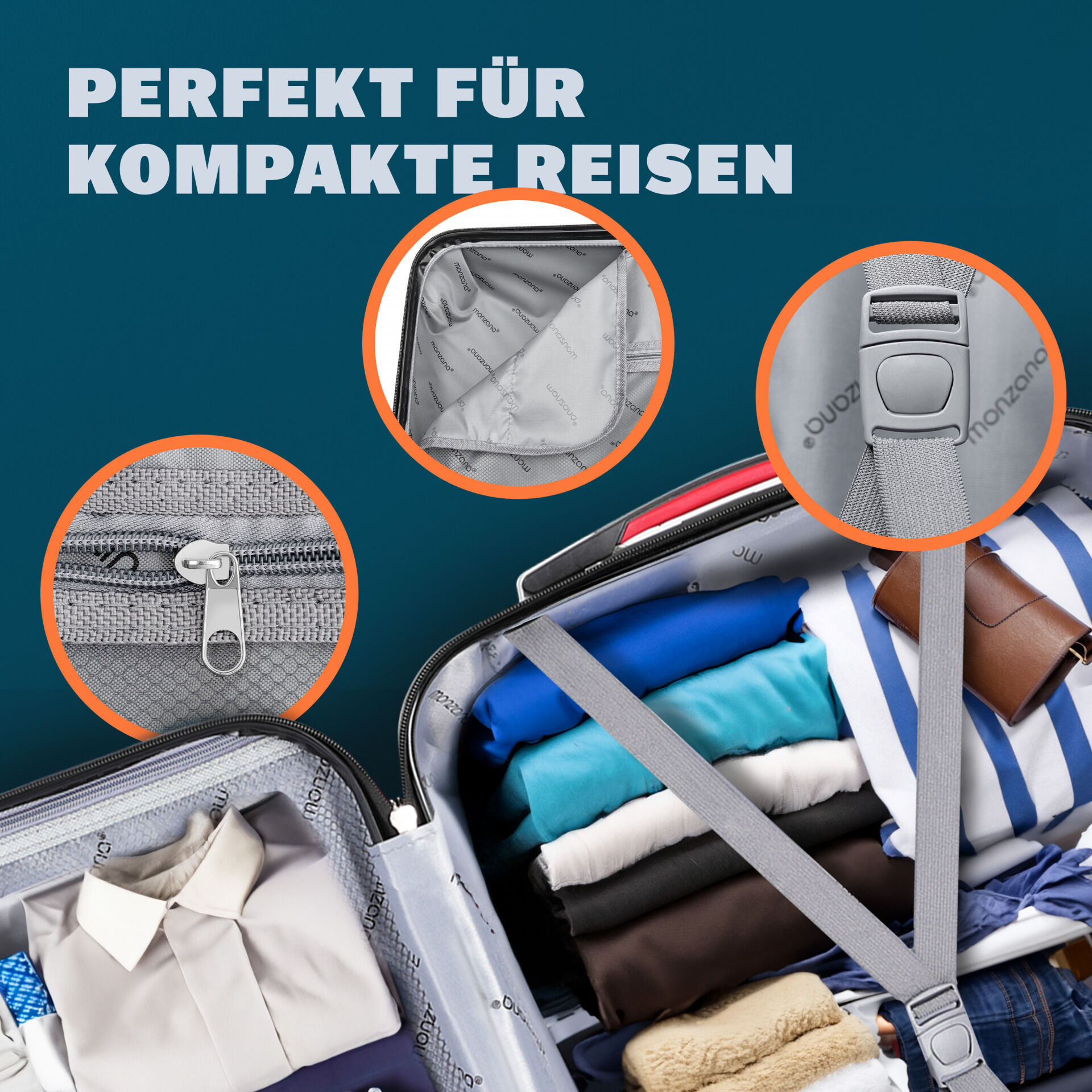 Hartschalenkoffer Rollen 360º Handgepäck Silber ABS