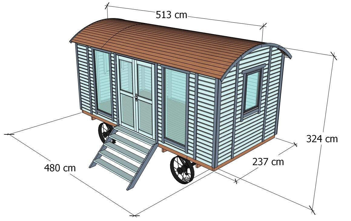 Tinyhaus Bauwagen Zirkuswagen Schäferwagen Pipowagen XXL 480, ohne Räderset