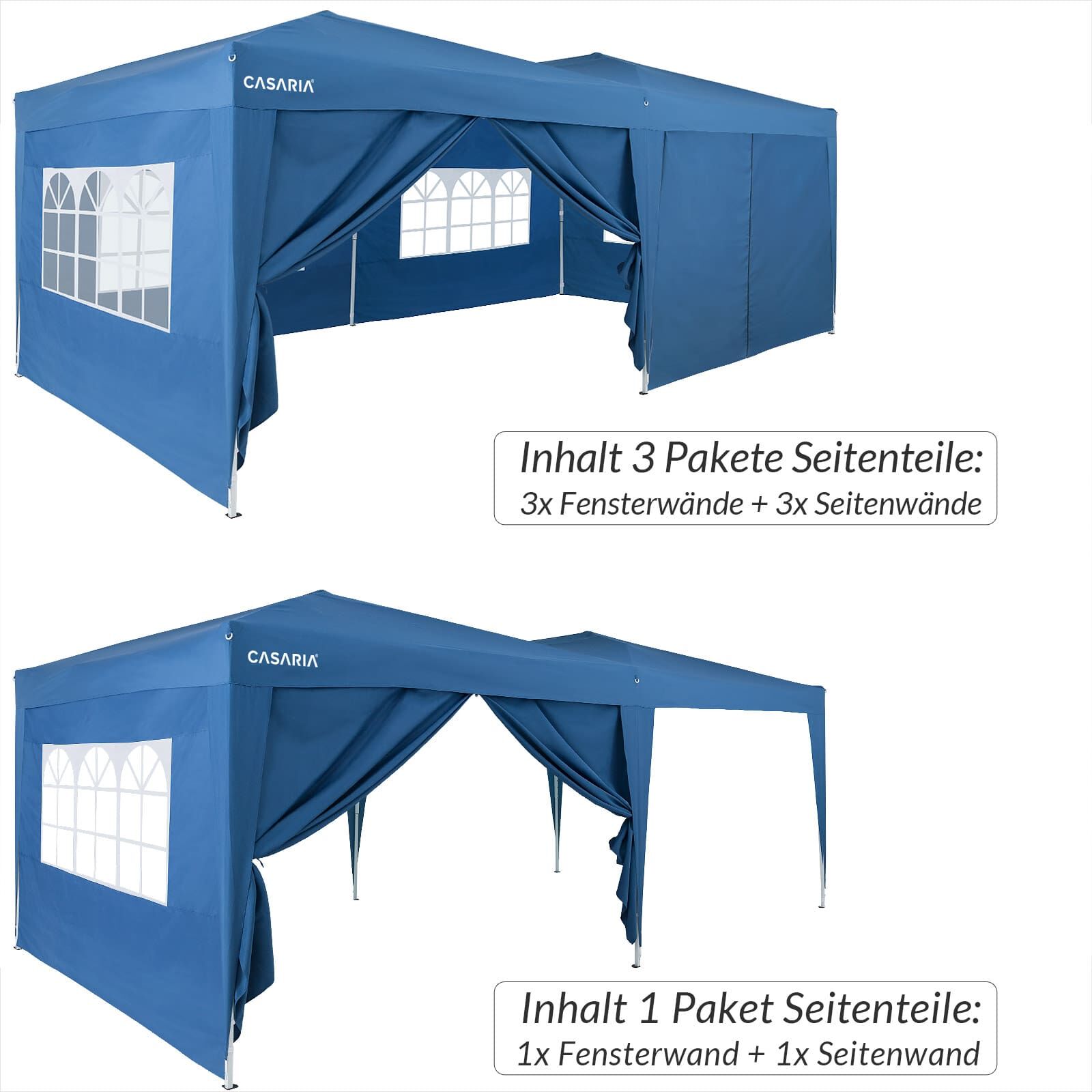 Seitenwände Faltpavillon 2er-Set Blau 3x2m