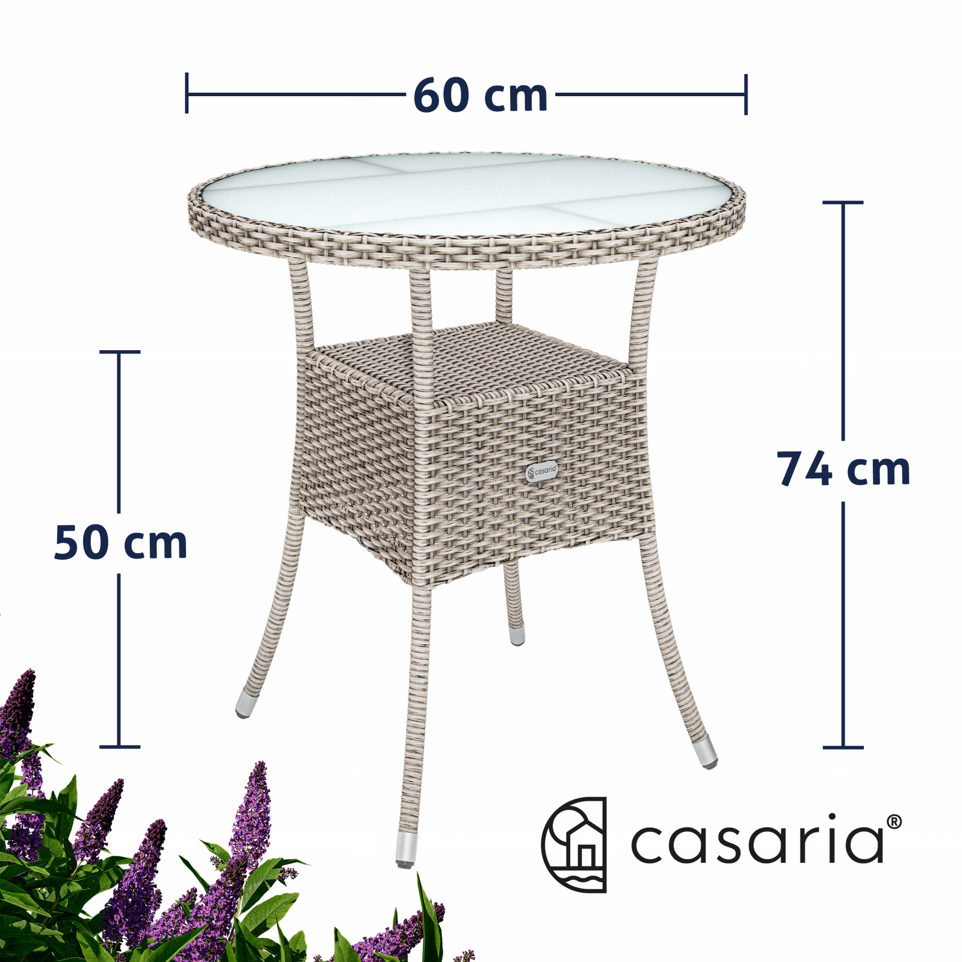 Polyrattan Tisch Creme Ø60cm