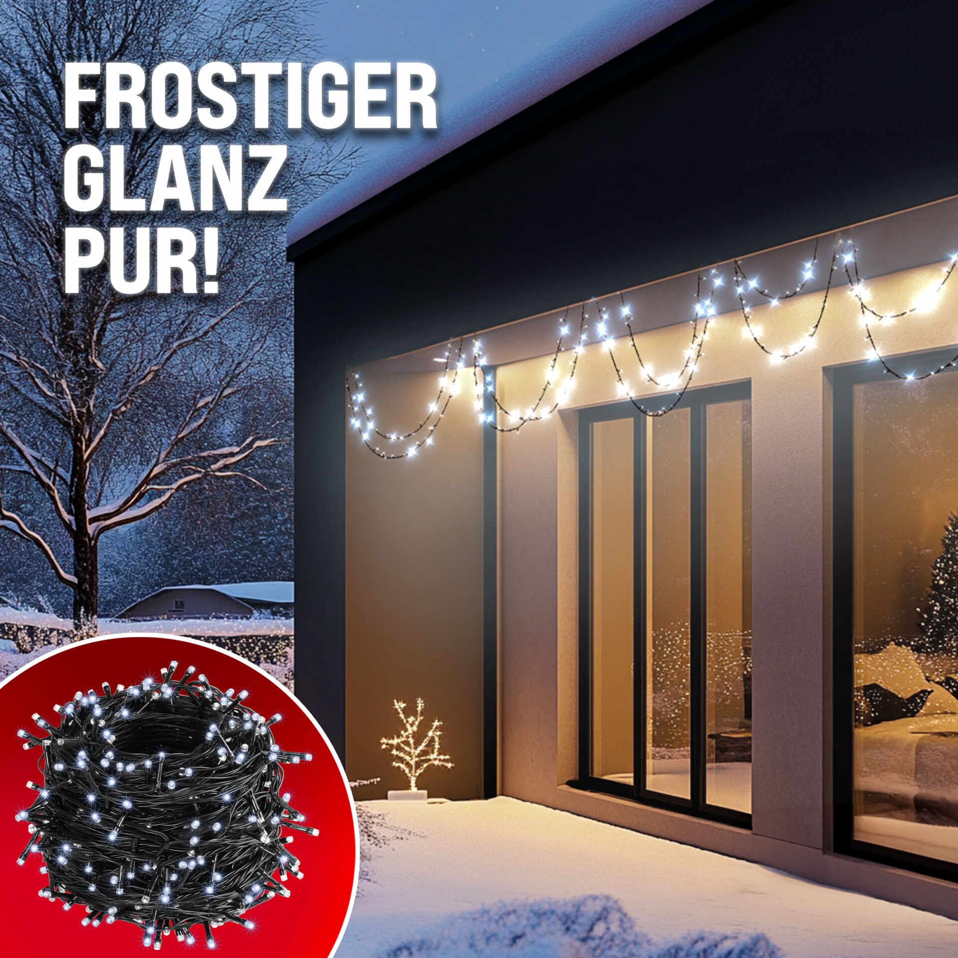 Lichterkette Weihnachten Kaltweiß 20m