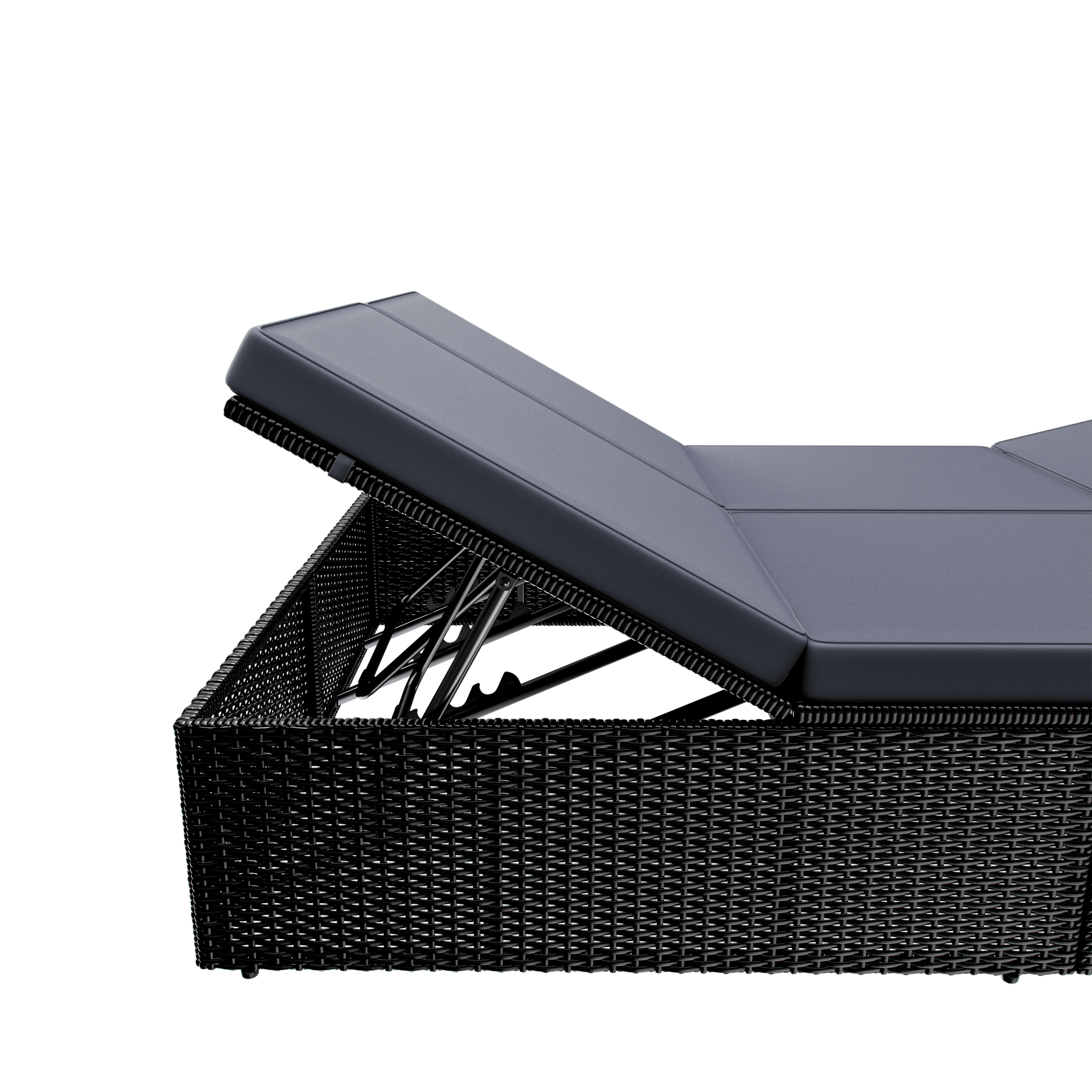 Polyrattan Gartenliege Schwarz/Anthrazit 200x115x33cm