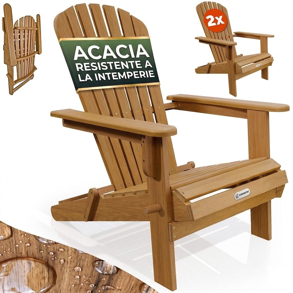 Liegestuhl Adirondack 2er-Set Akazienholz klappbar