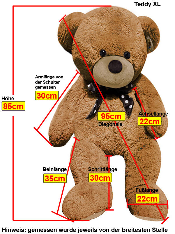 Plüschtier Teddybär XL Braun 100cm