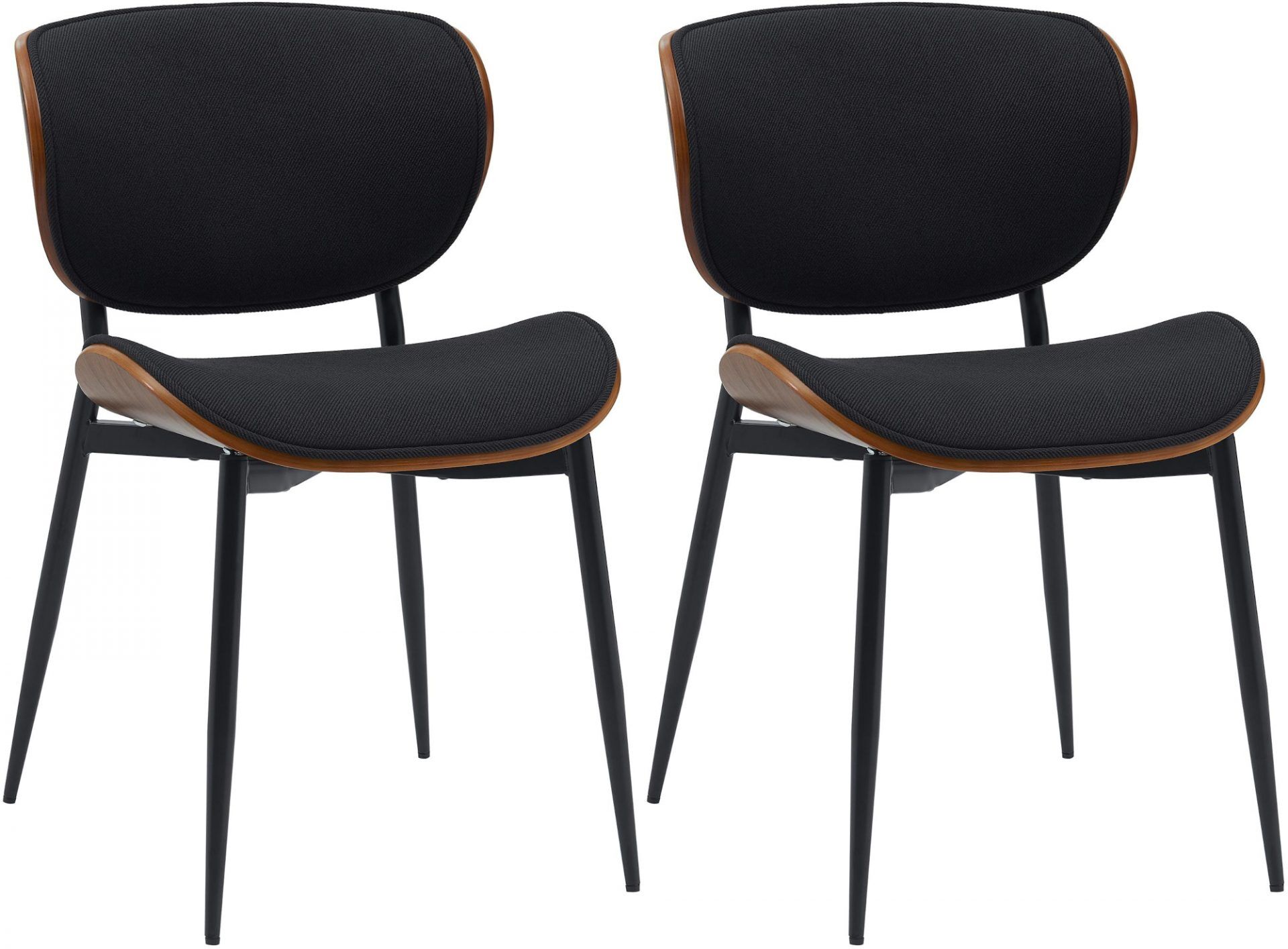 2er Set Esszimmerstuhl Enid Stoff, walnuss/schwarz