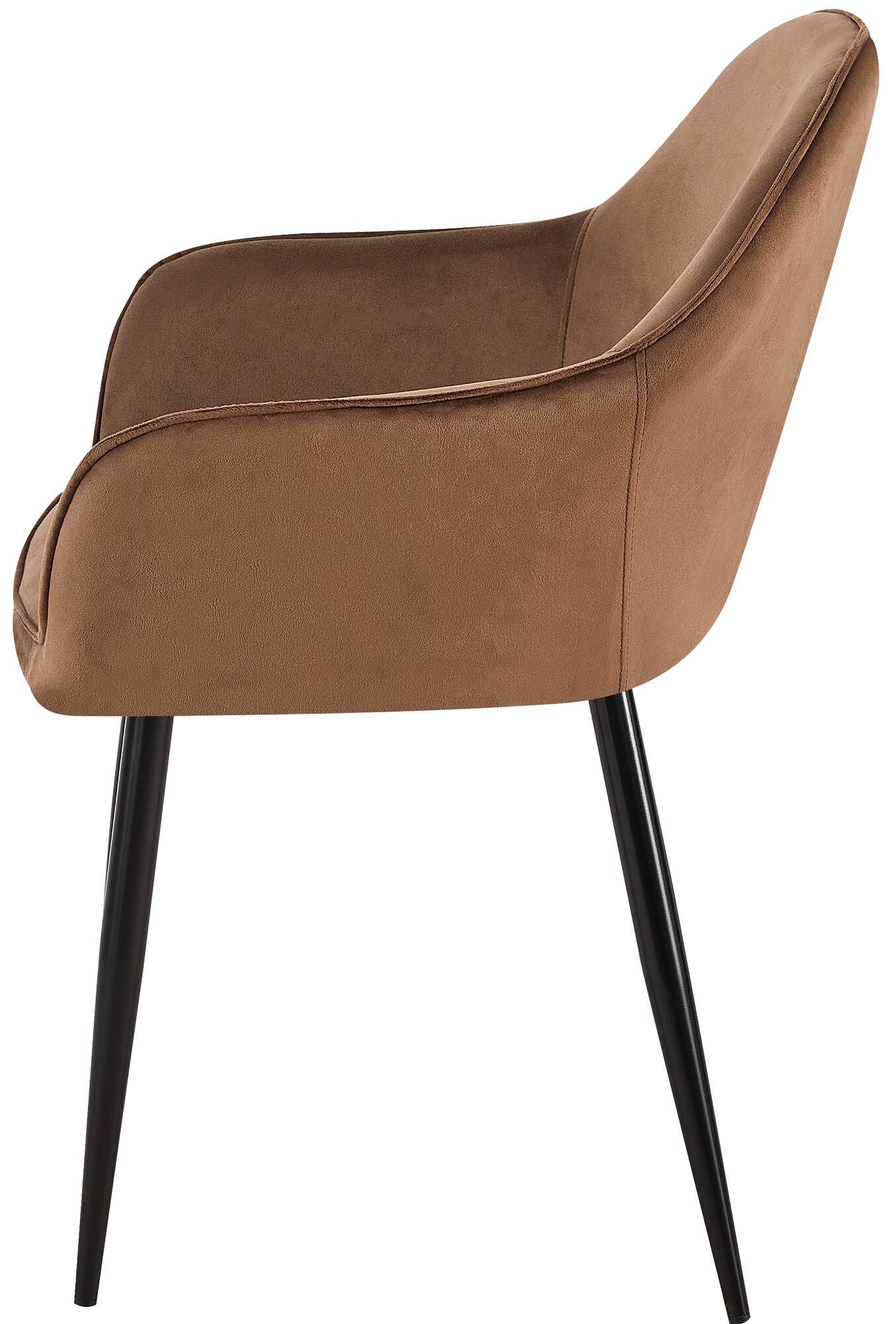 2er Set Esszimmerstuhl Boise Samt, braun