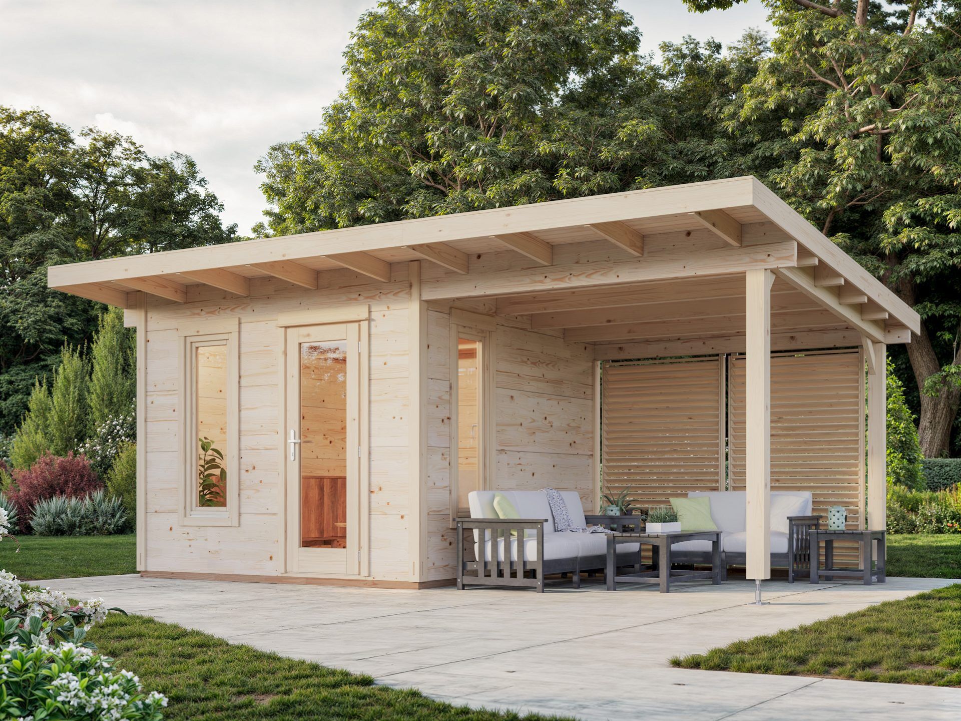 Palmako Pultdach Gartenhaus Grace 8,1m2+8,1m2