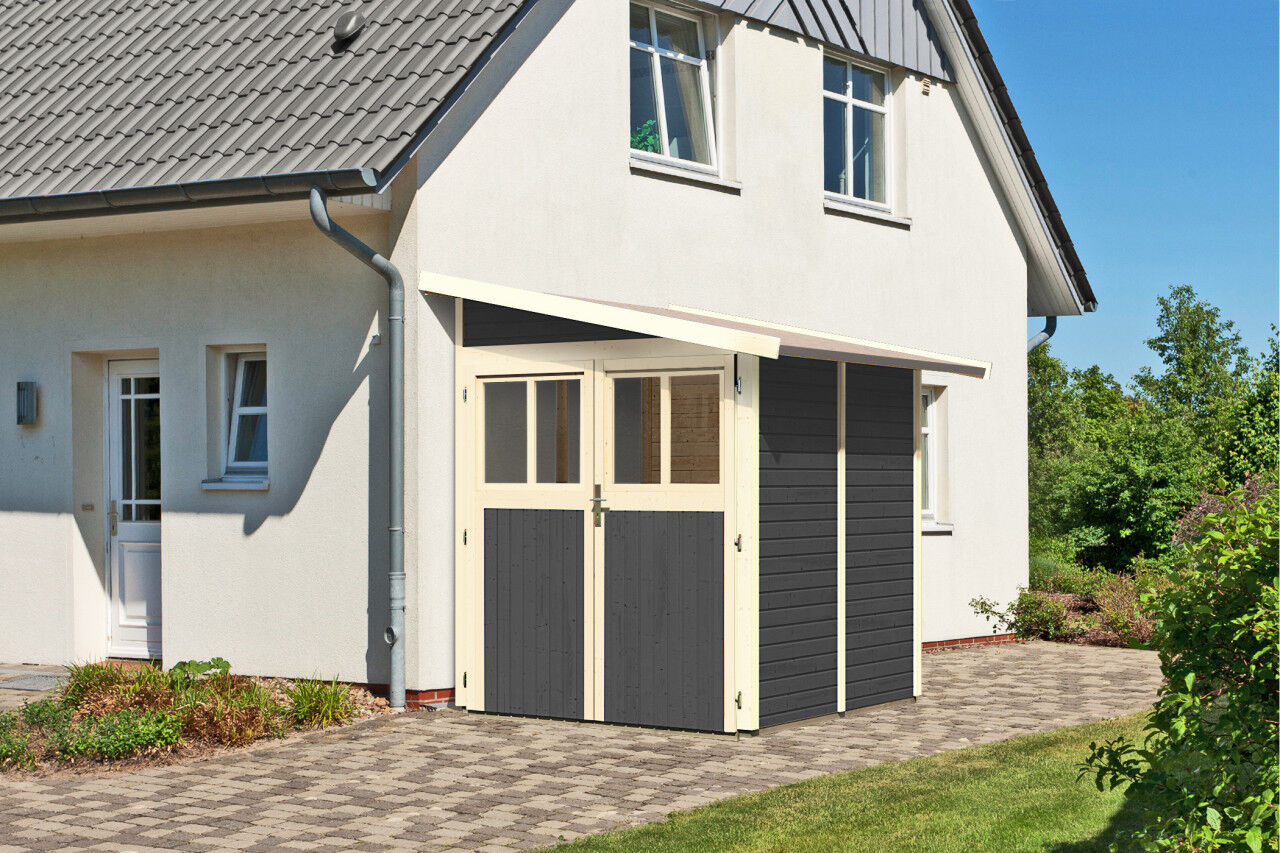 Karibu Pultdach Gartenhaus Wandlitz 2 terragrau