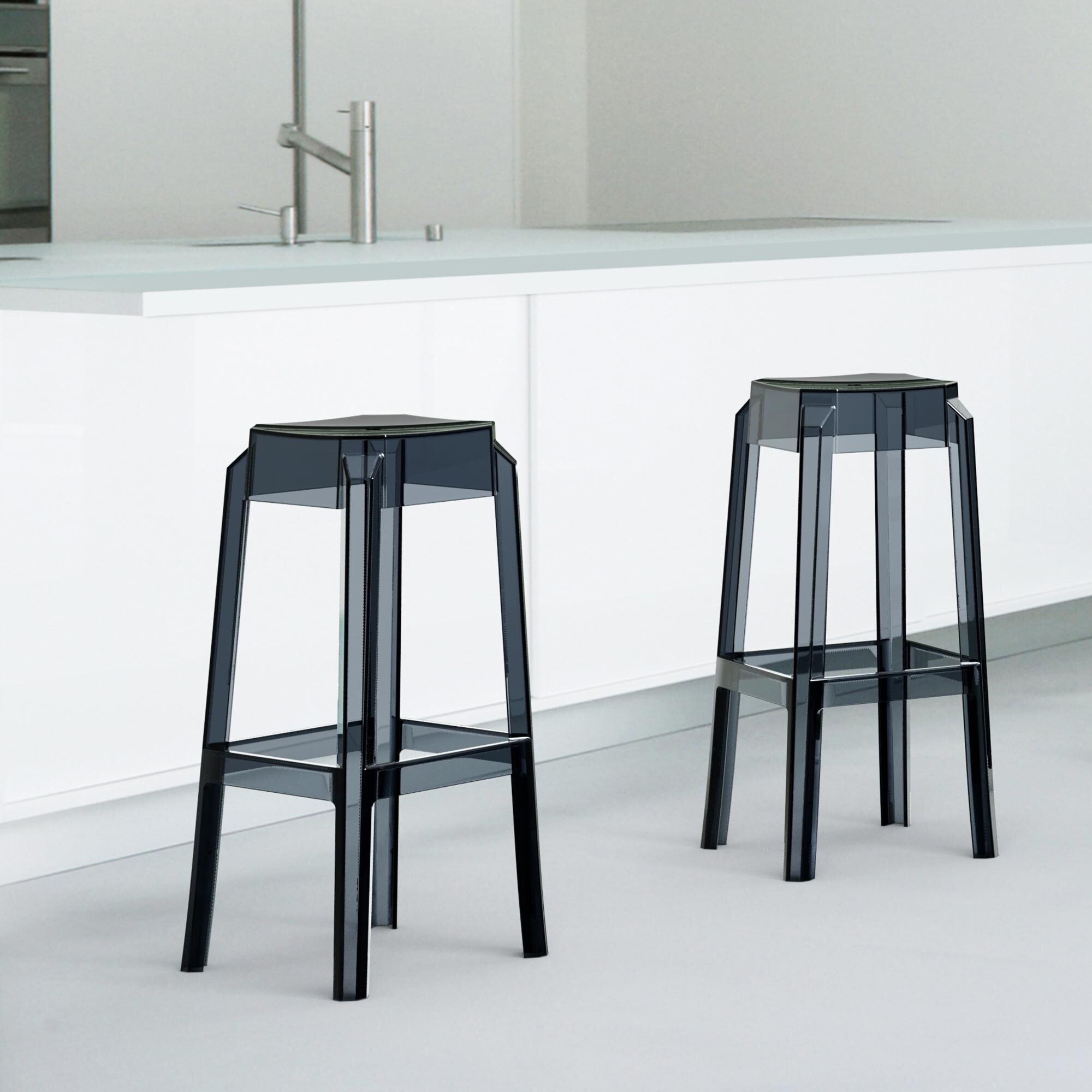2er Set Barhocker Fox, transparent, schwarz
