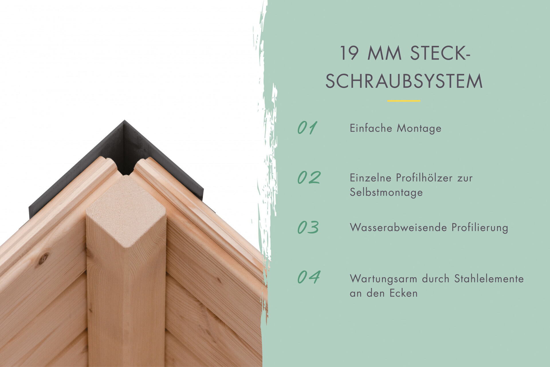Karibu Pultdach Holz & Metall Gartenhaus Jupiter 3 Set mit Anbaudach 2,35 m, naturbelassen / graualuminium