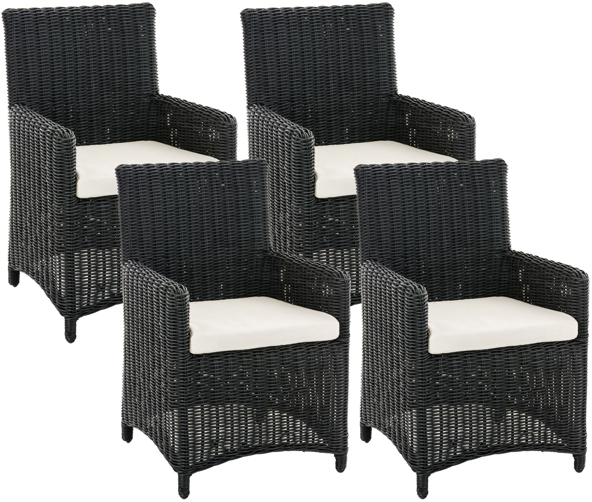 4er Set Stuhl Fontana / Sankt Marlo Cremeweiss 5mm, schwarz