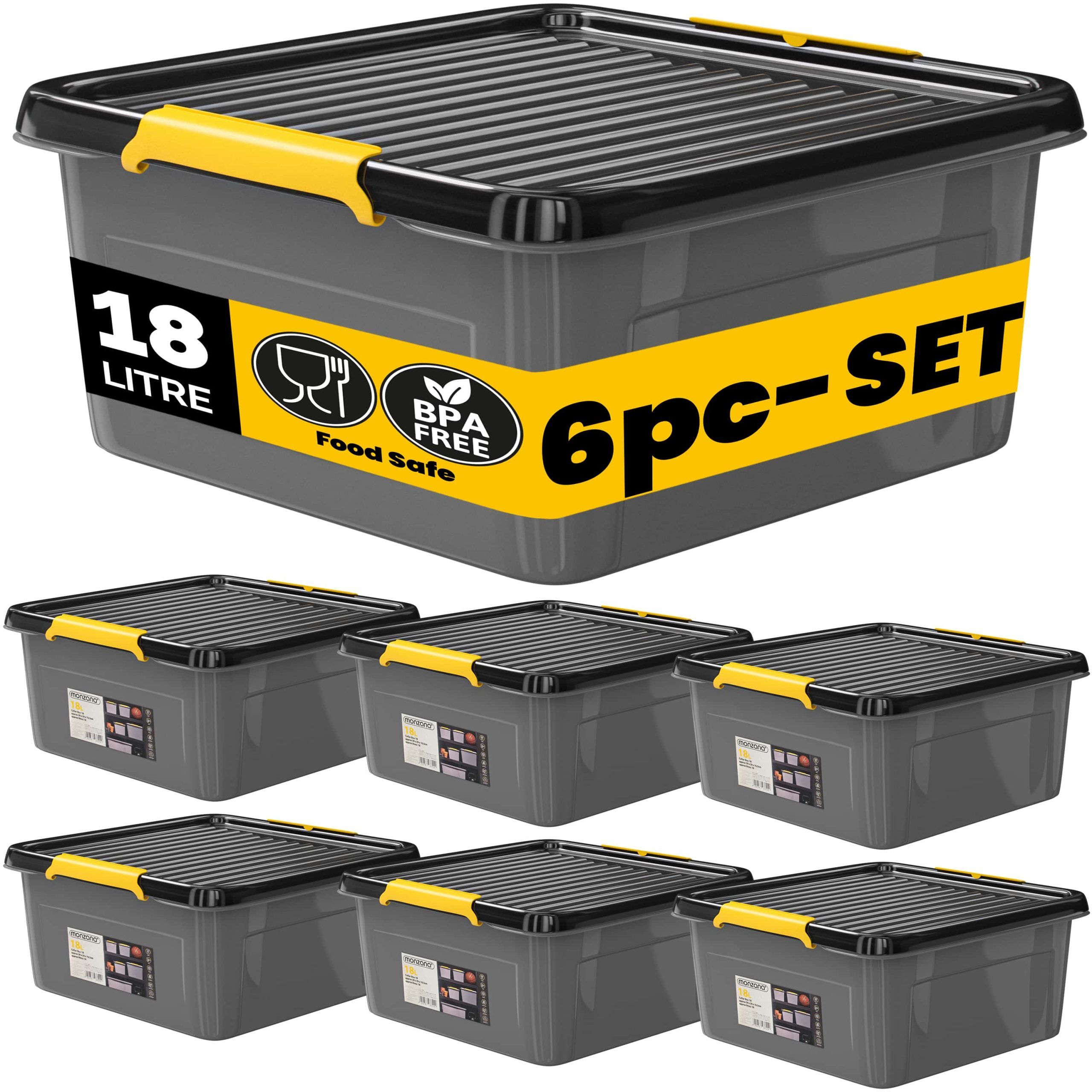 Aufbewahrungsbox 6er-Set Grau/Anthrazit 39x39x16cm stapelbar