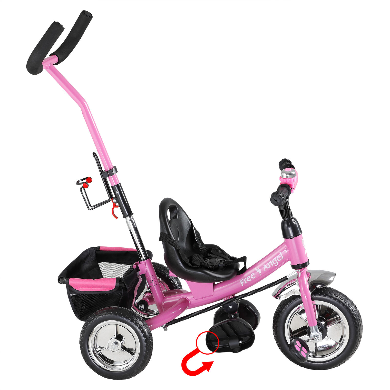 Kinderdreirad Free Angel Pink Metall Schiebestange